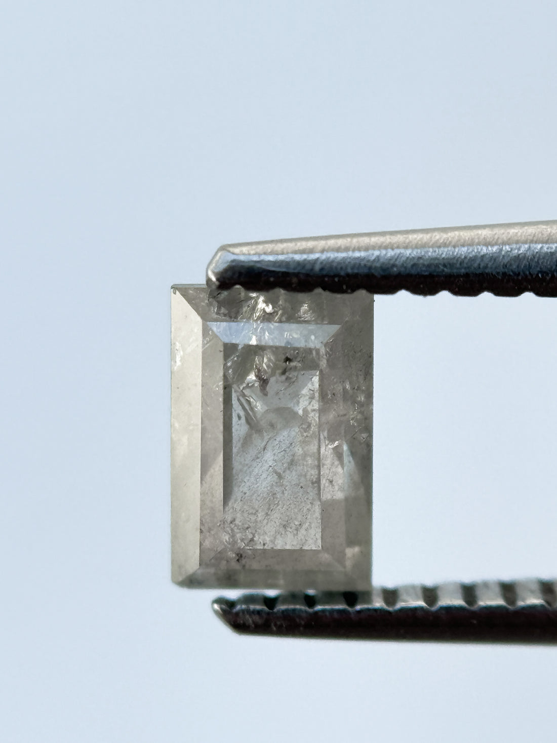 0.74 Ct Baguette Rose Cut Grey Natural Salt and Pepper Diamond