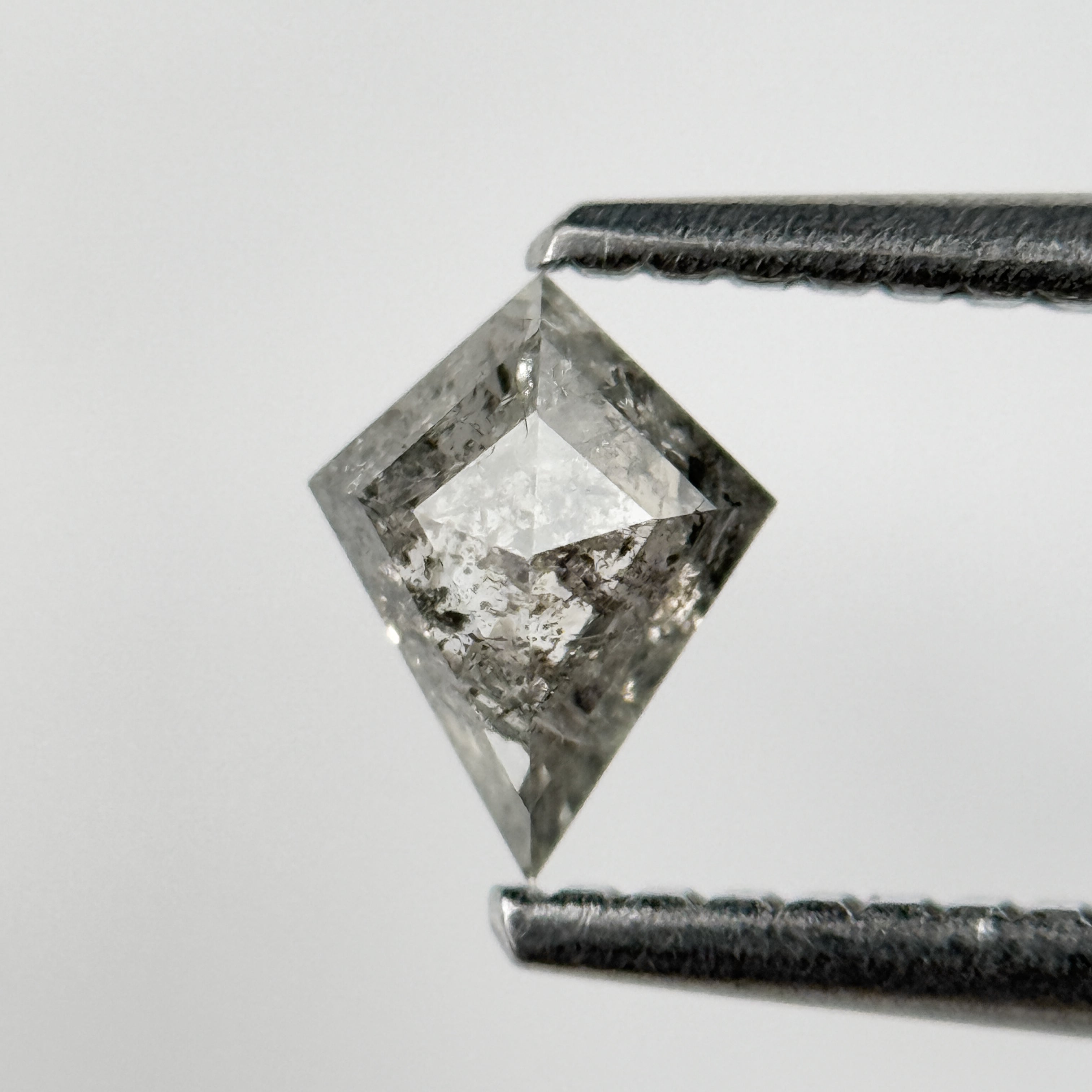 0.38 Ct Kite Rose Cut Grey Natural Salt and Pepper Diamond