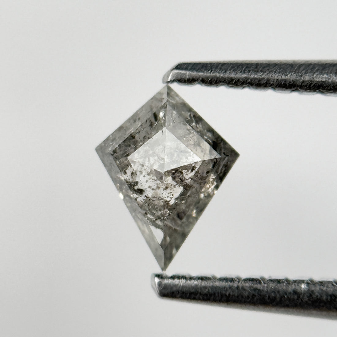 0.38 Ct Kite Rose Cut Grey Natural Salt and Pepper Diamond