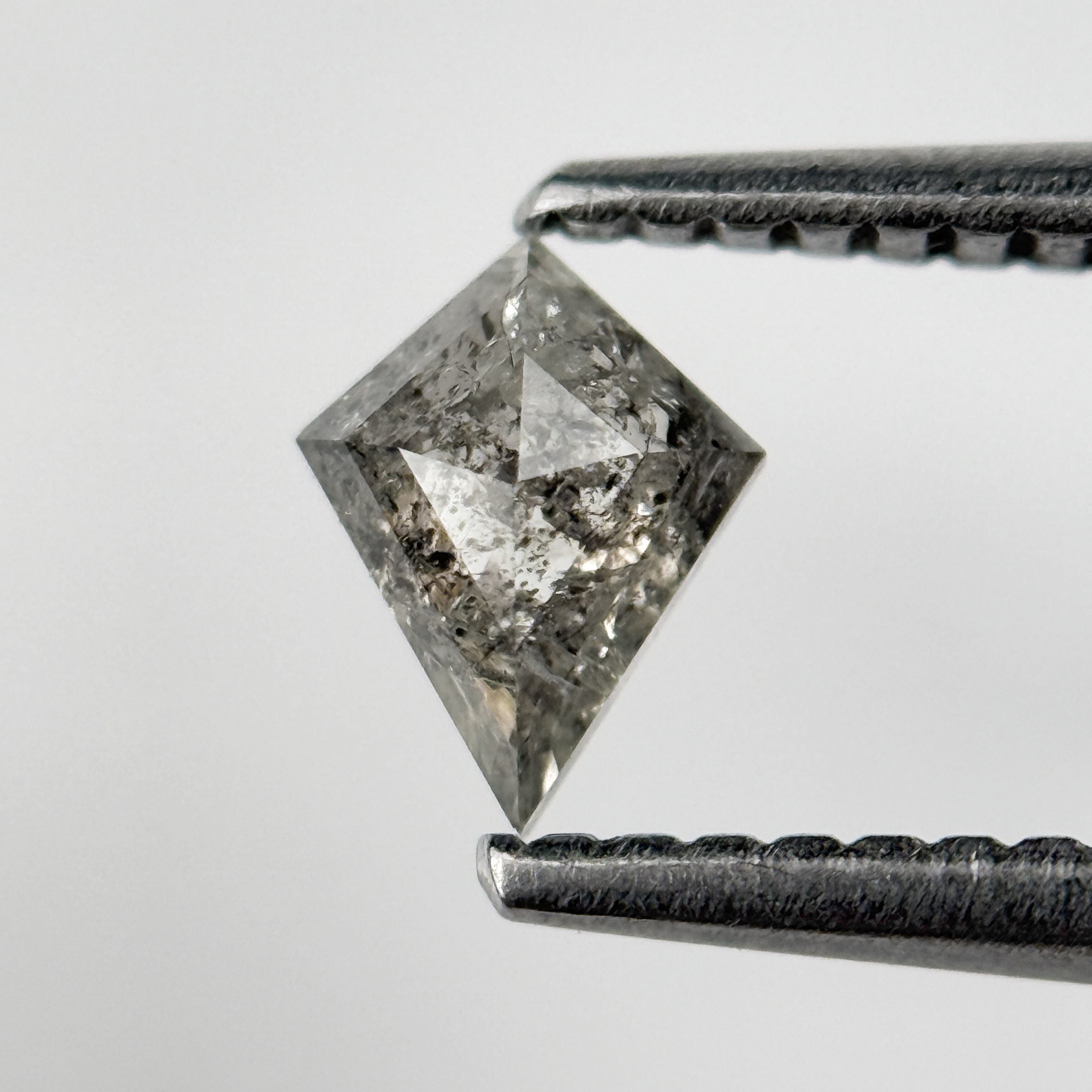 0.38 Ct Kite Rose Cut Grey Natural Salt and Pepper Diamond