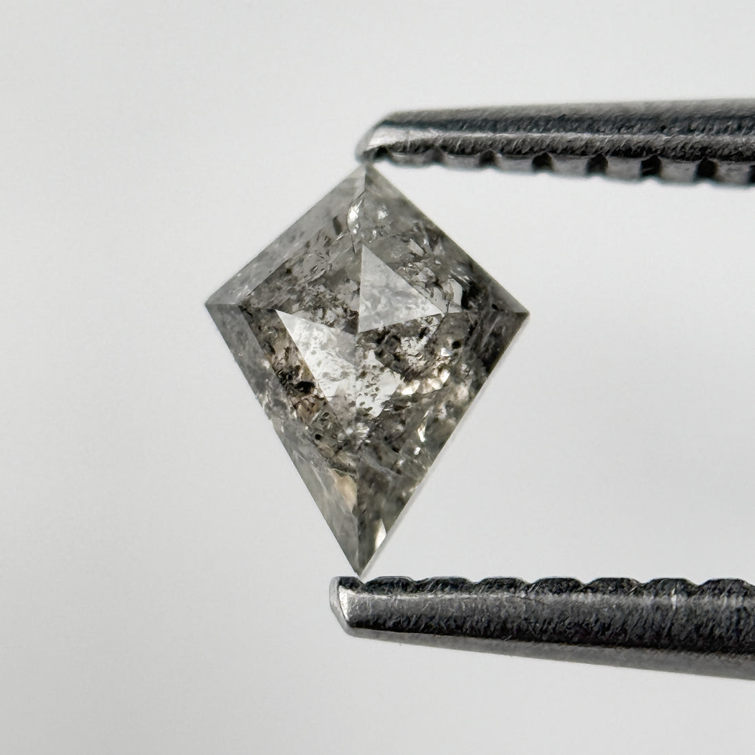 0.38 Ct Kite Rose Cut Grey Natural Salt and Pepper Diamond