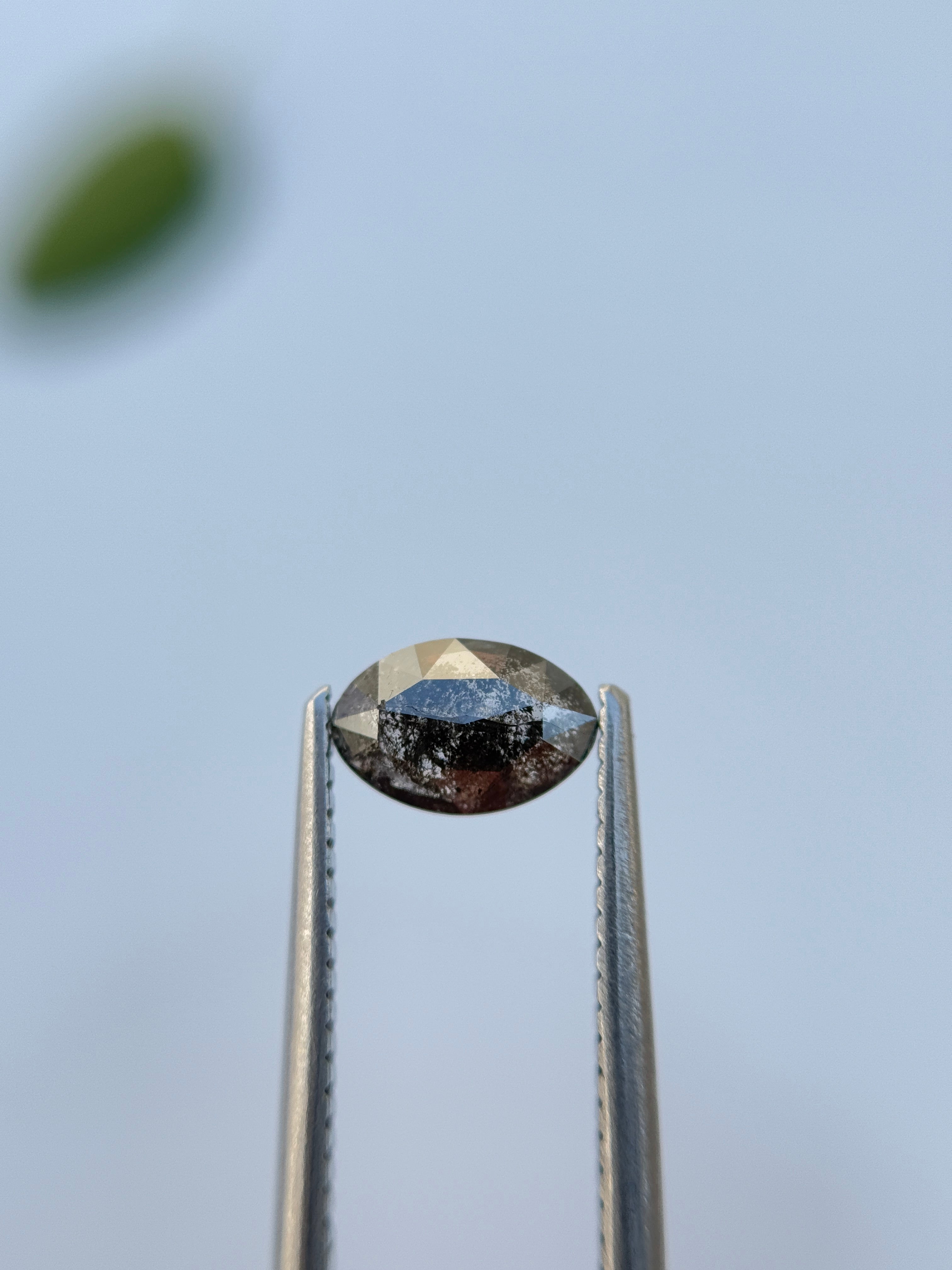 0.66 Ct Oval Rose Cut Grey Natural Galaxy Diamond
