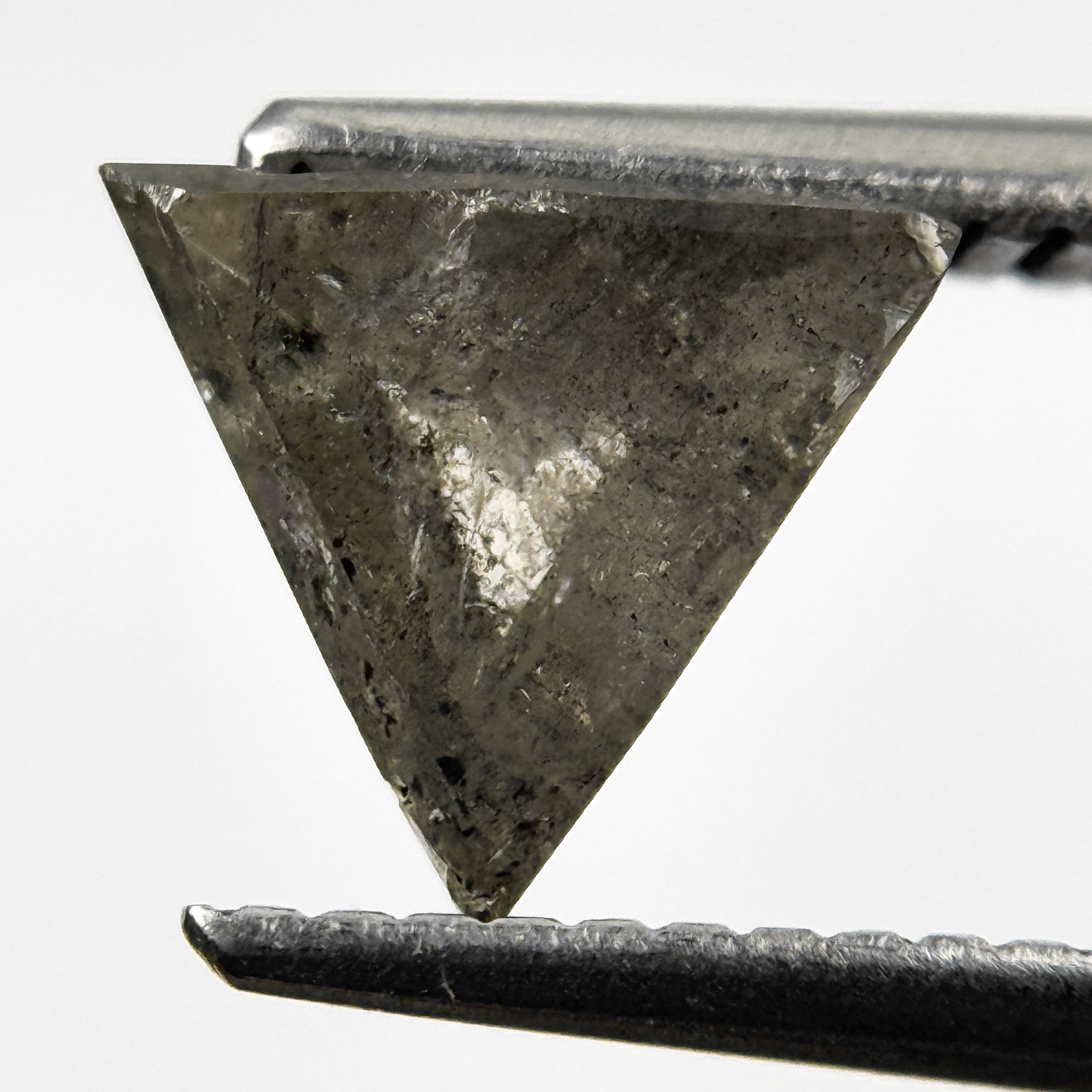 1.23 Ct Triangle Rose Cut Grey Natural Salt and Pepper Diamond