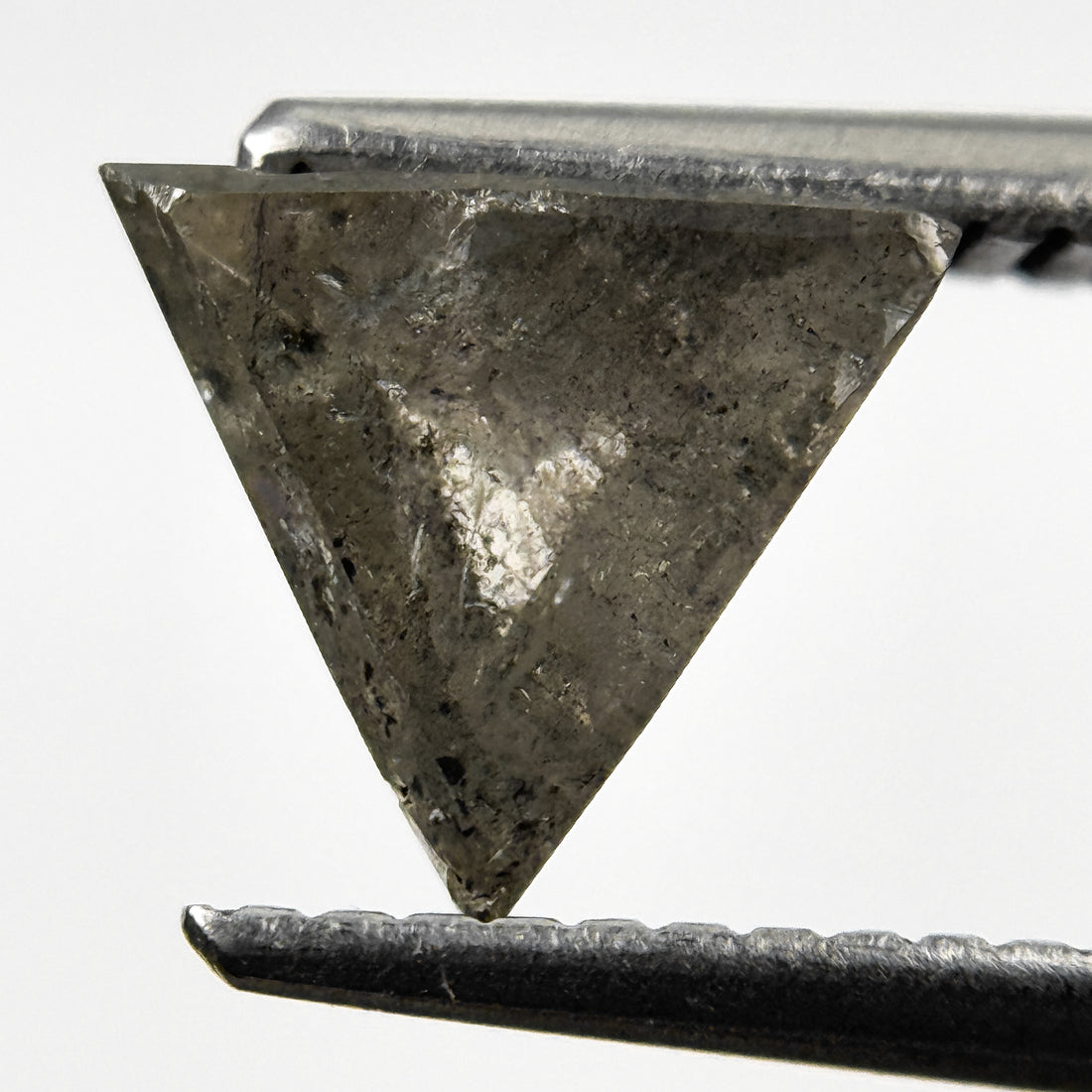 1.23 Ct Triangle Rose Cut Grey Natural Salt and Pepper Diamond