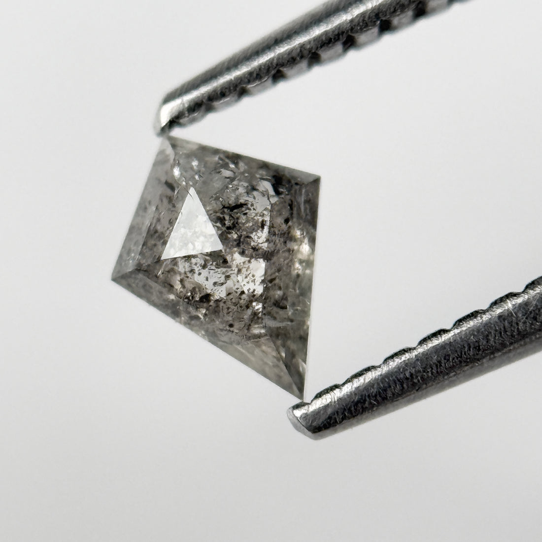 0.38 Ct Kite Rose Cut Grey Natural Salt and Pepper Diamond
