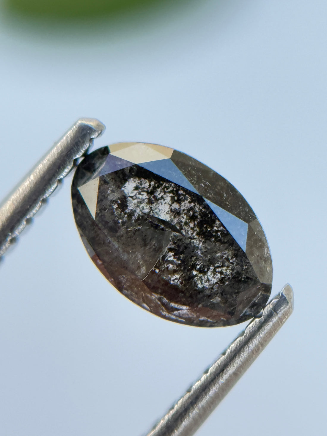 0.66 Ct Oval Rose Cut Grey Natural Galaxy Diamond