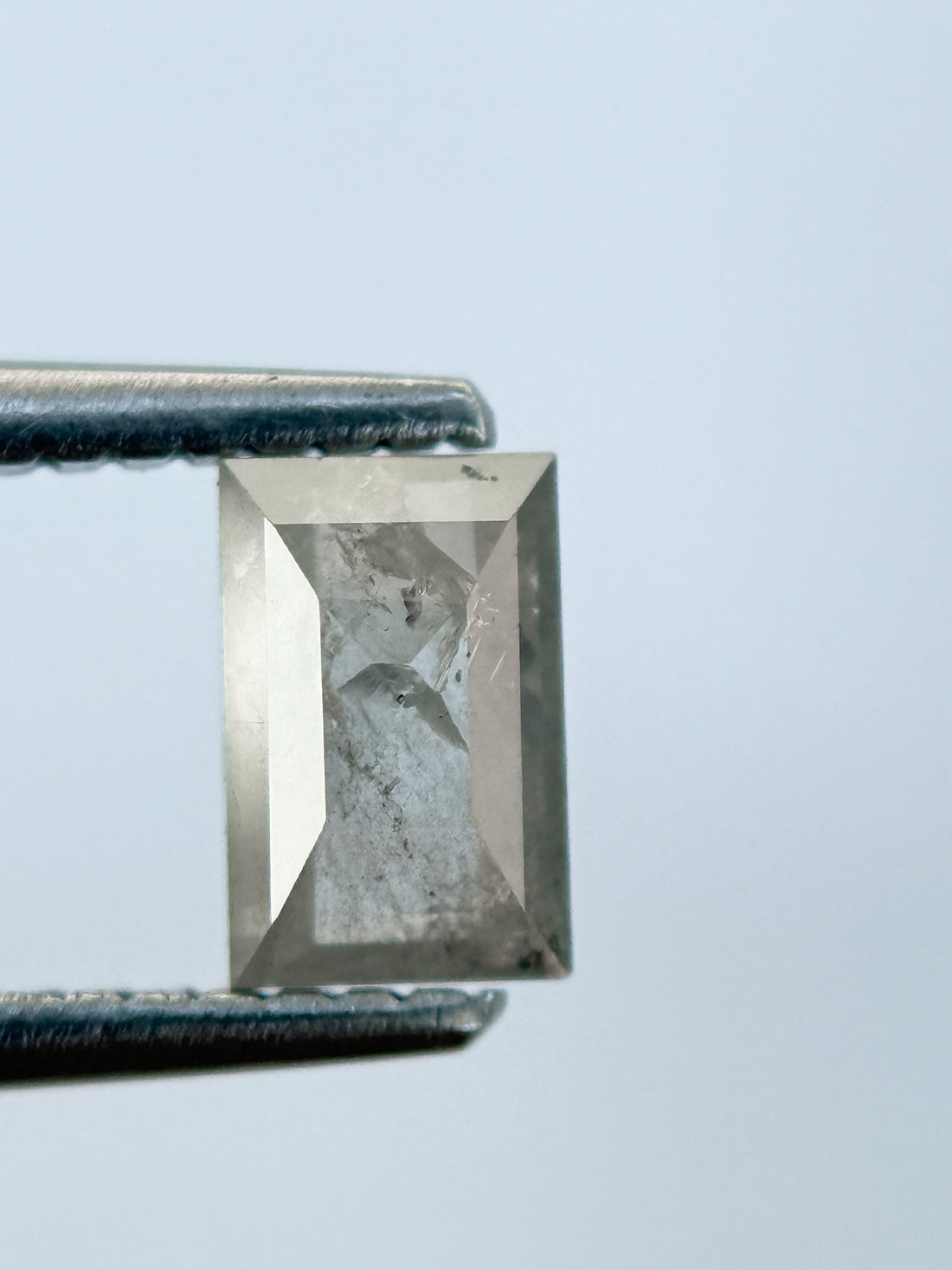 0.74 Ct Baguette Rose Cut Grey Natural Salt and Pepper Diamond