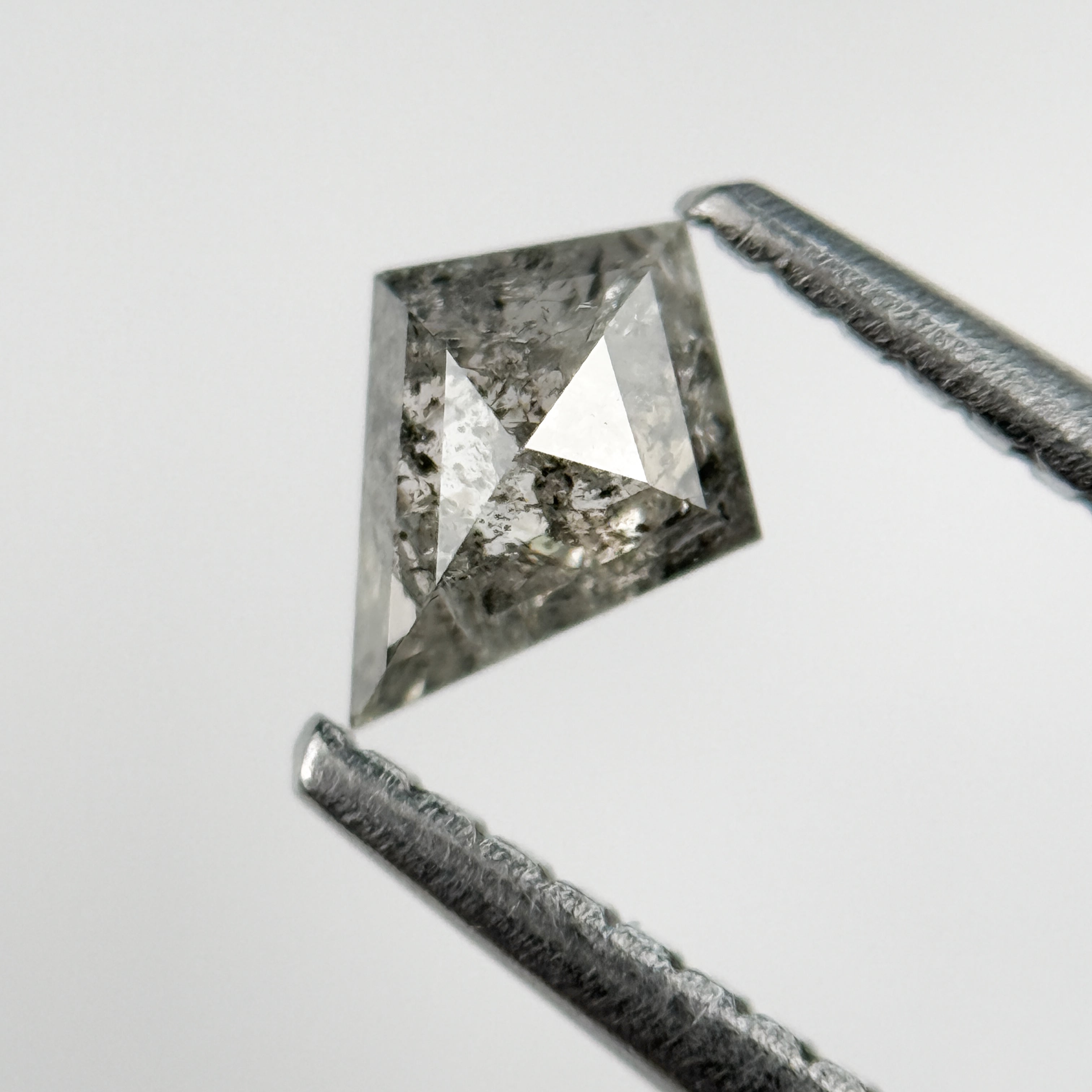 0.38 Ct Kite Rose Cut Grey Natural Salt and Pepper Diamond