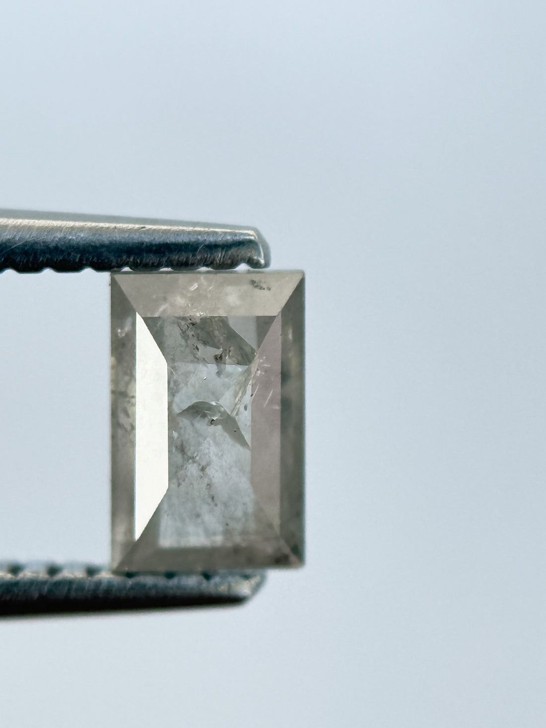0.74 Ct Baguette Rose Cut Grey Natural Salt and Pepper Diamond