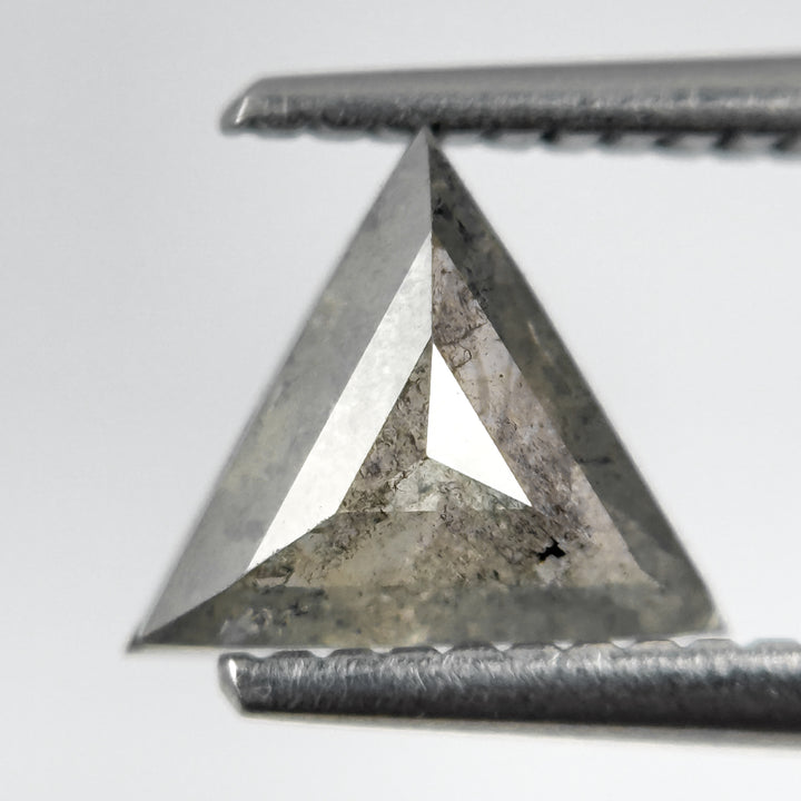 1.23 Ct Triangle Rose Cut Grey Natural Salt and Pepper Diamond