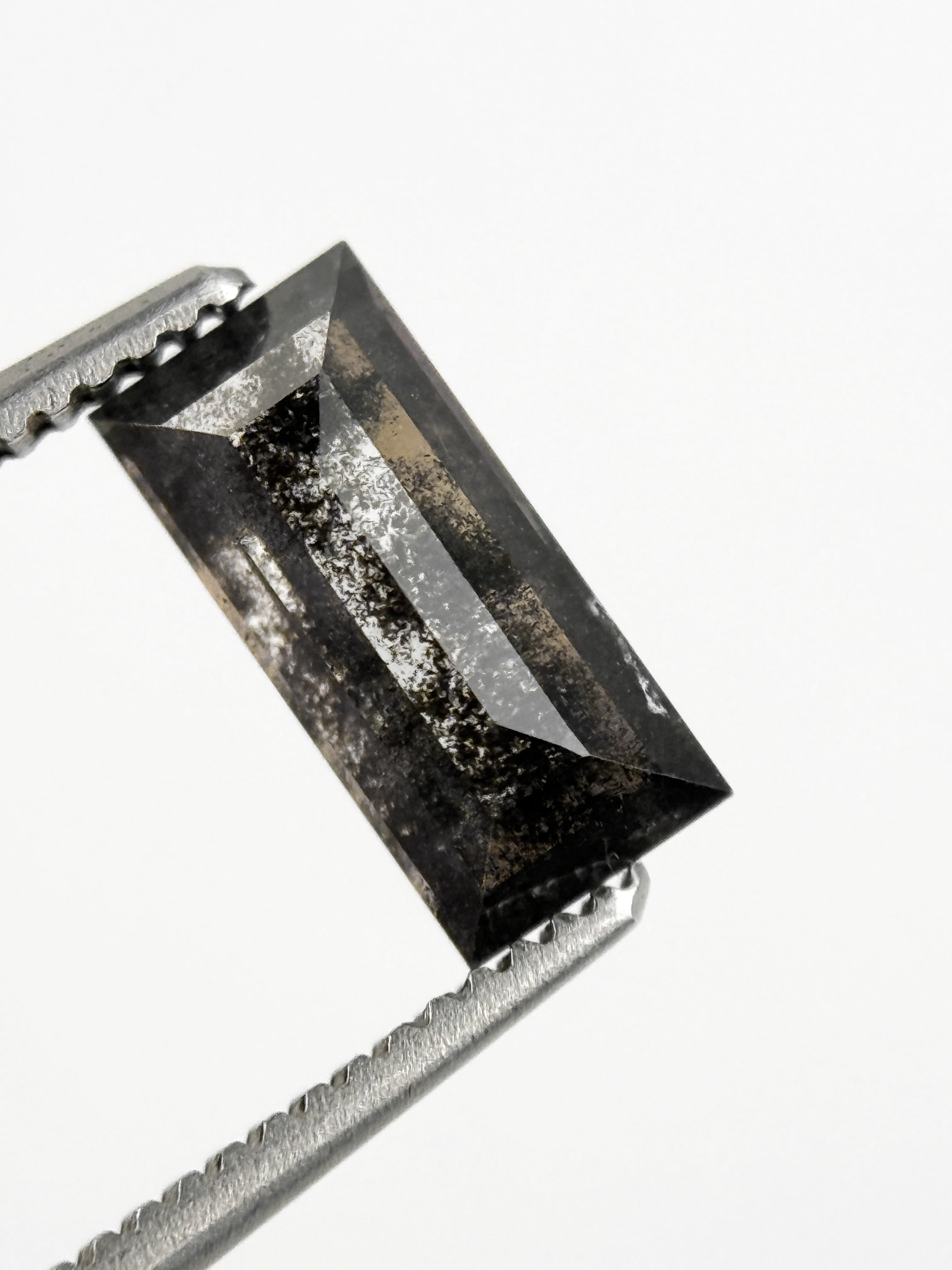 0.90 Ct Baguette Rose Cut Grey Natural Galaxy Diamond
