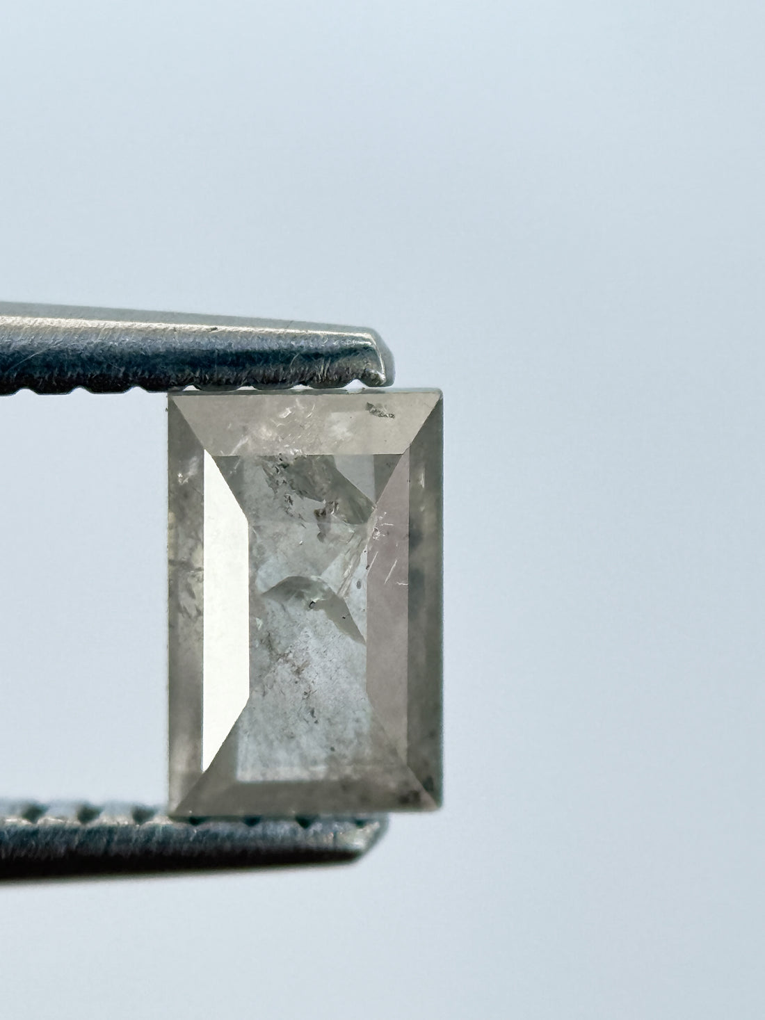 0.74 Ct Baguette Rose Cut Grey Natural Salt and Pepper Diamond