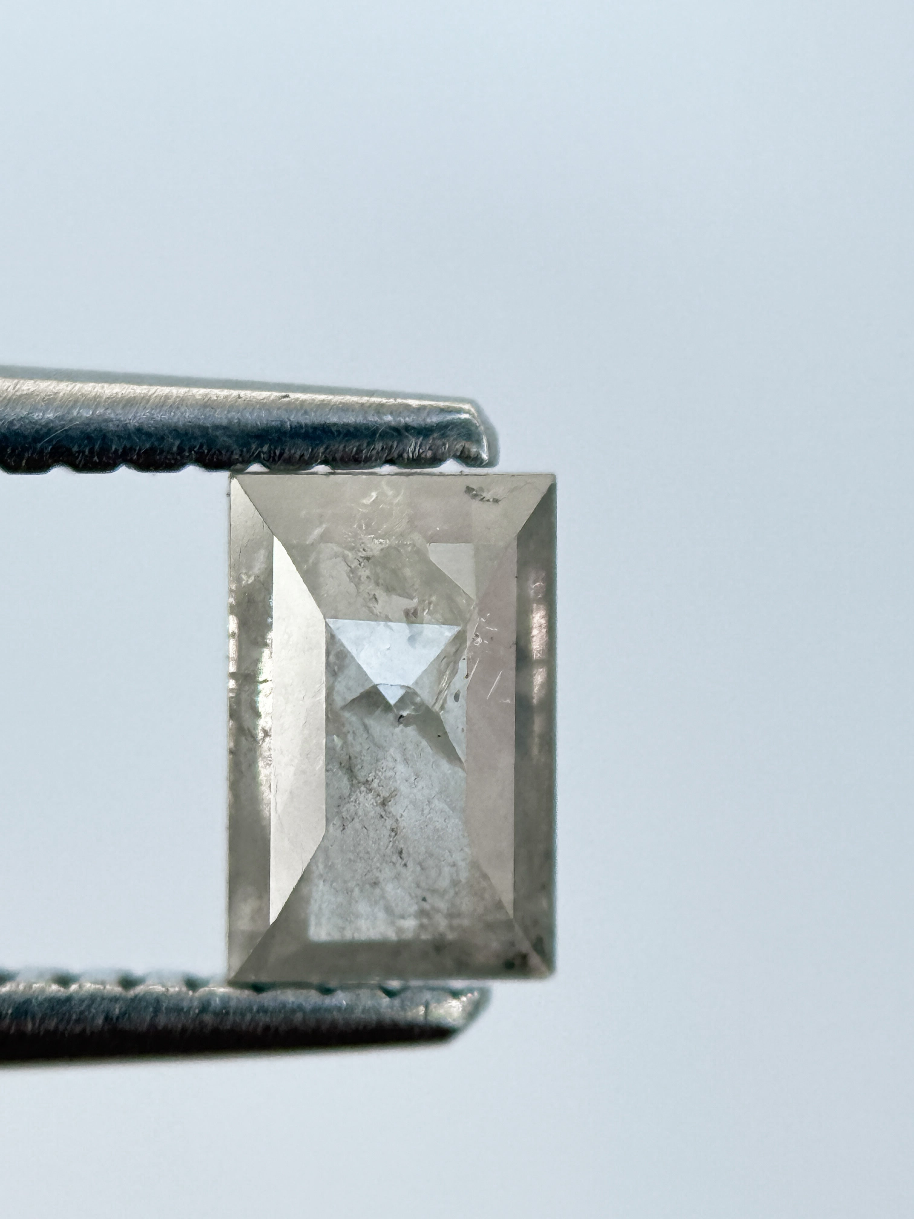 0.74 Ct Baguette Rose Cut Grey Natural Salt and Pepper Diamond