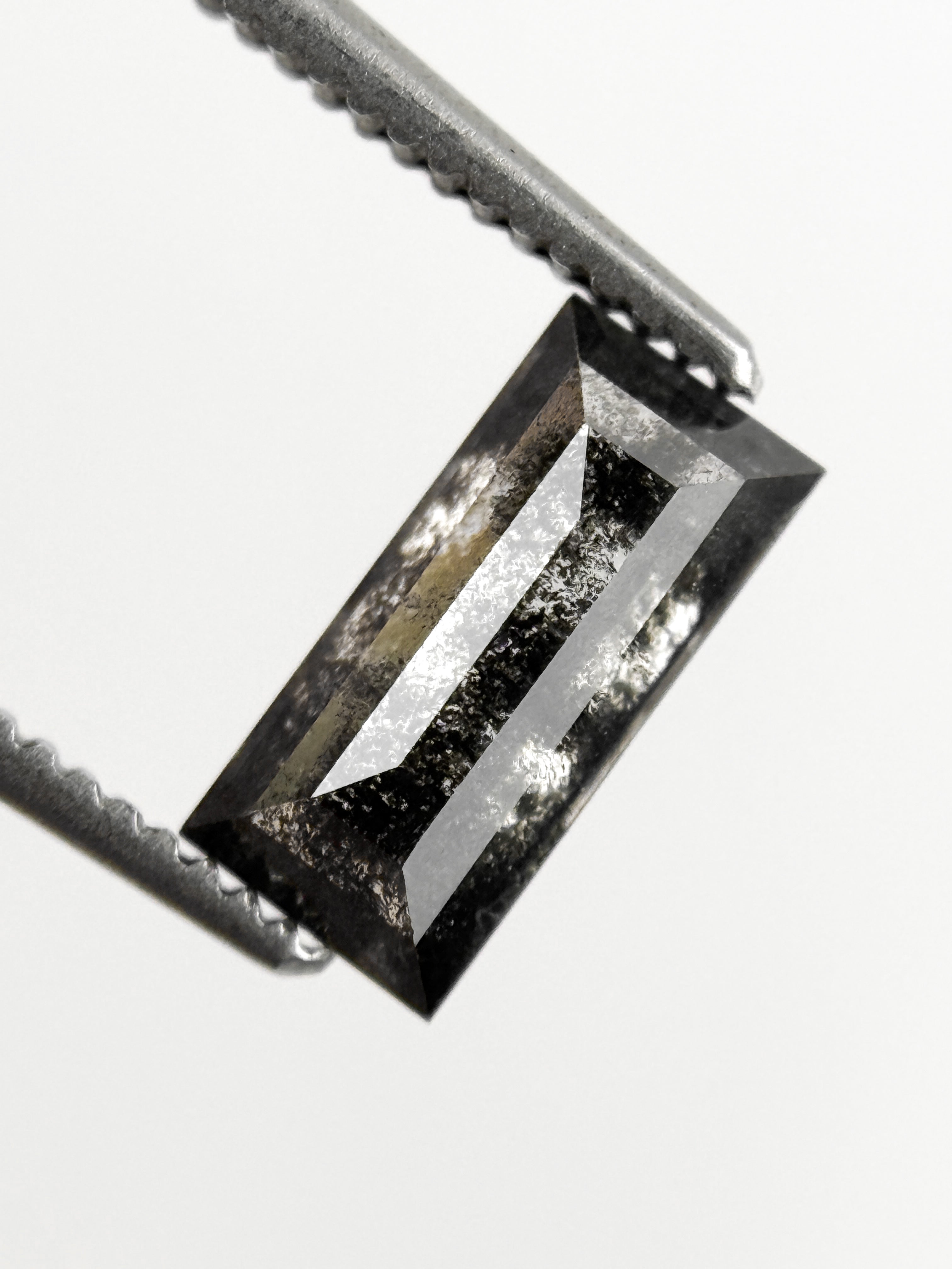 0.90 Ct Baguette Rose Cut Grey Natural Galaxy Diamond