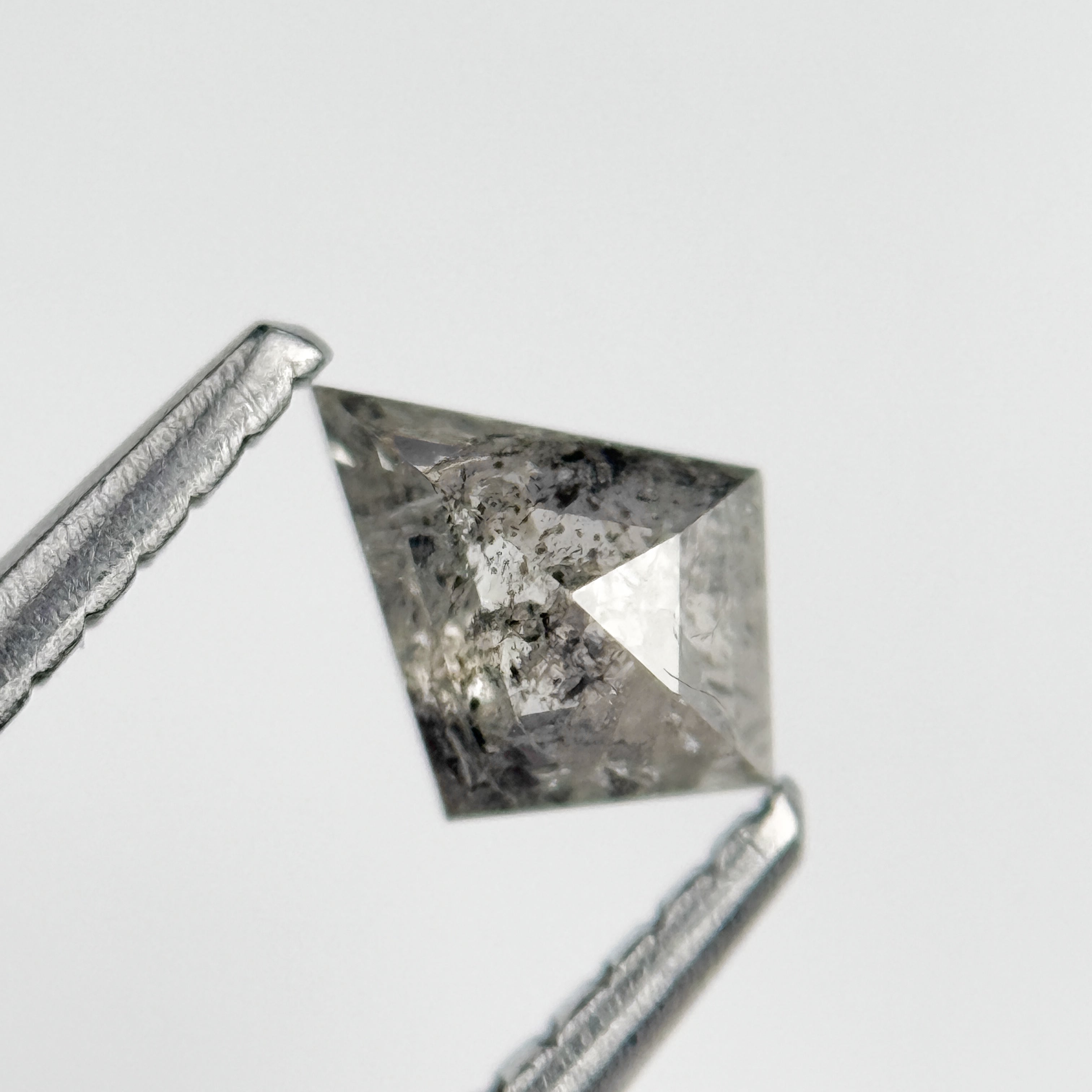 0.38 Ct Kite Rose Cut Grey Natural Salt and Pepper Diamond