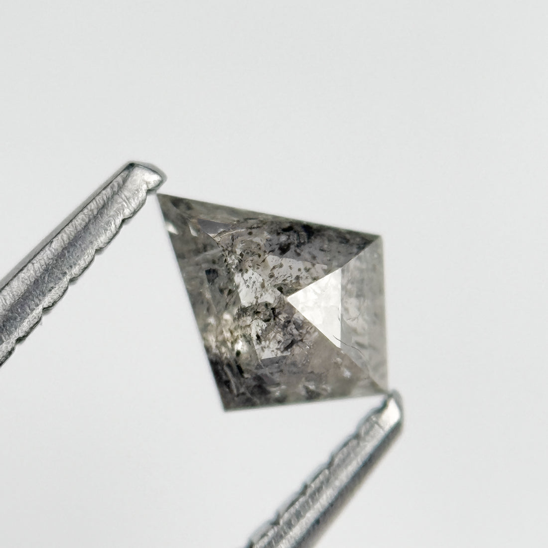 0.38 Ct Kite Rose Cut Grey Natural Salt and Pepper Diamond