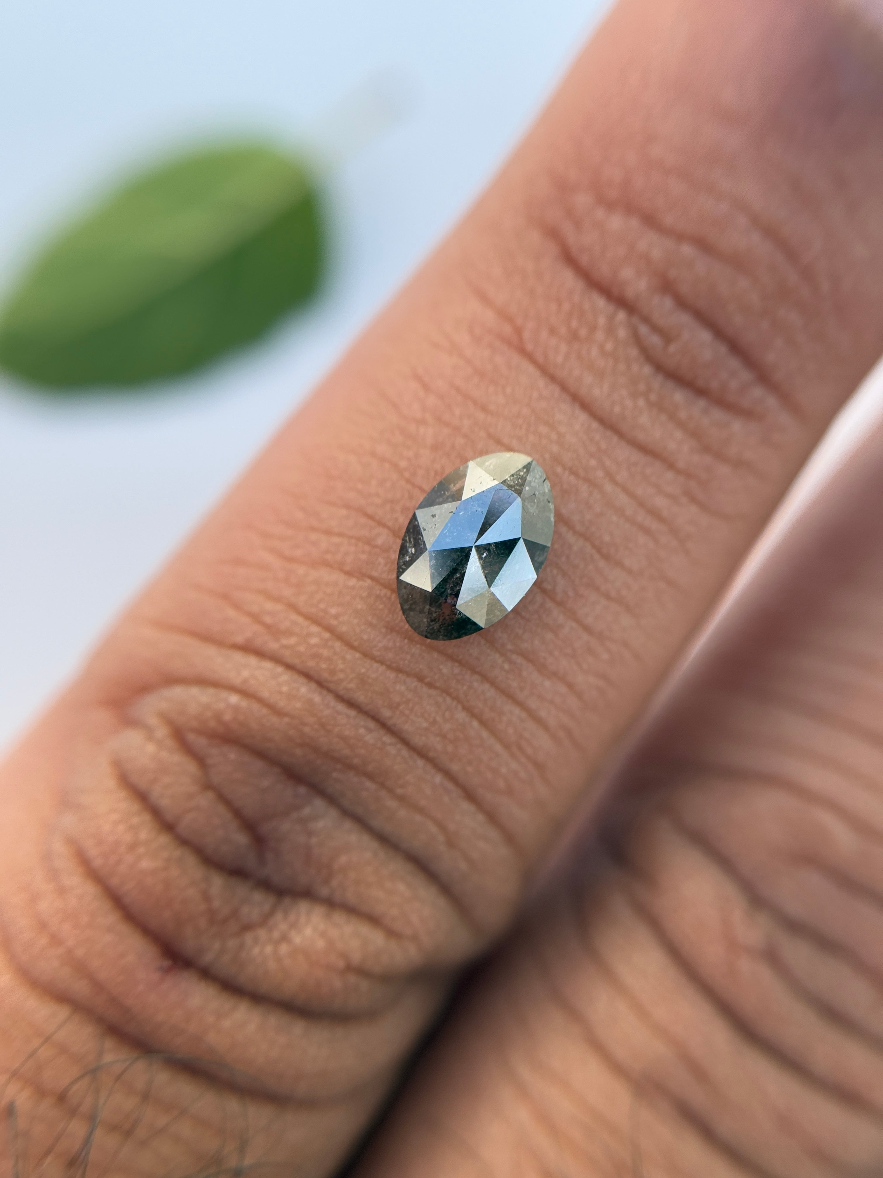 0.66 Ct Oval Rose Cut Grey Natural Galaxy Diamond