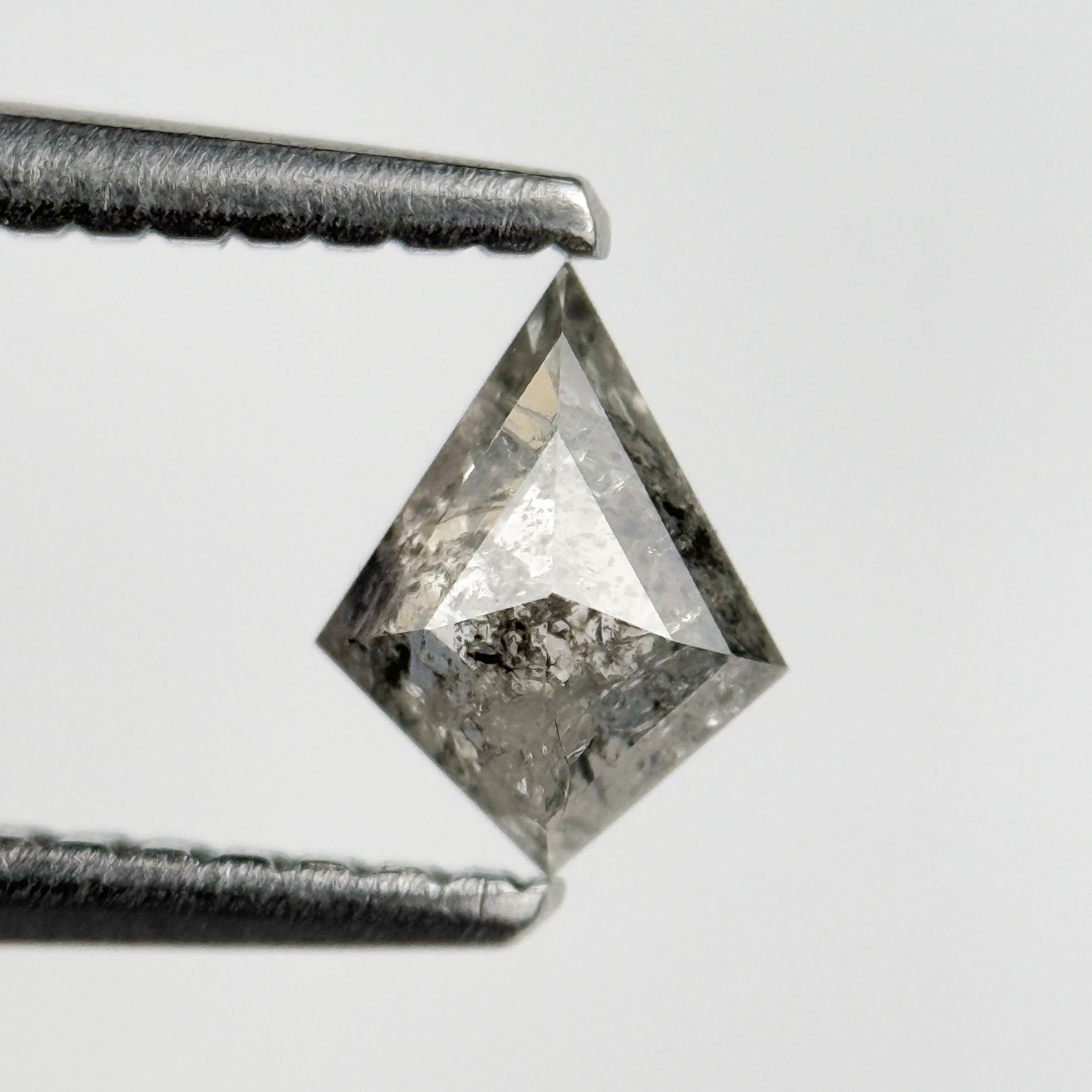 0.38 Ct Kite Rose Cut Grey Natural Salt and Pepper Diamond