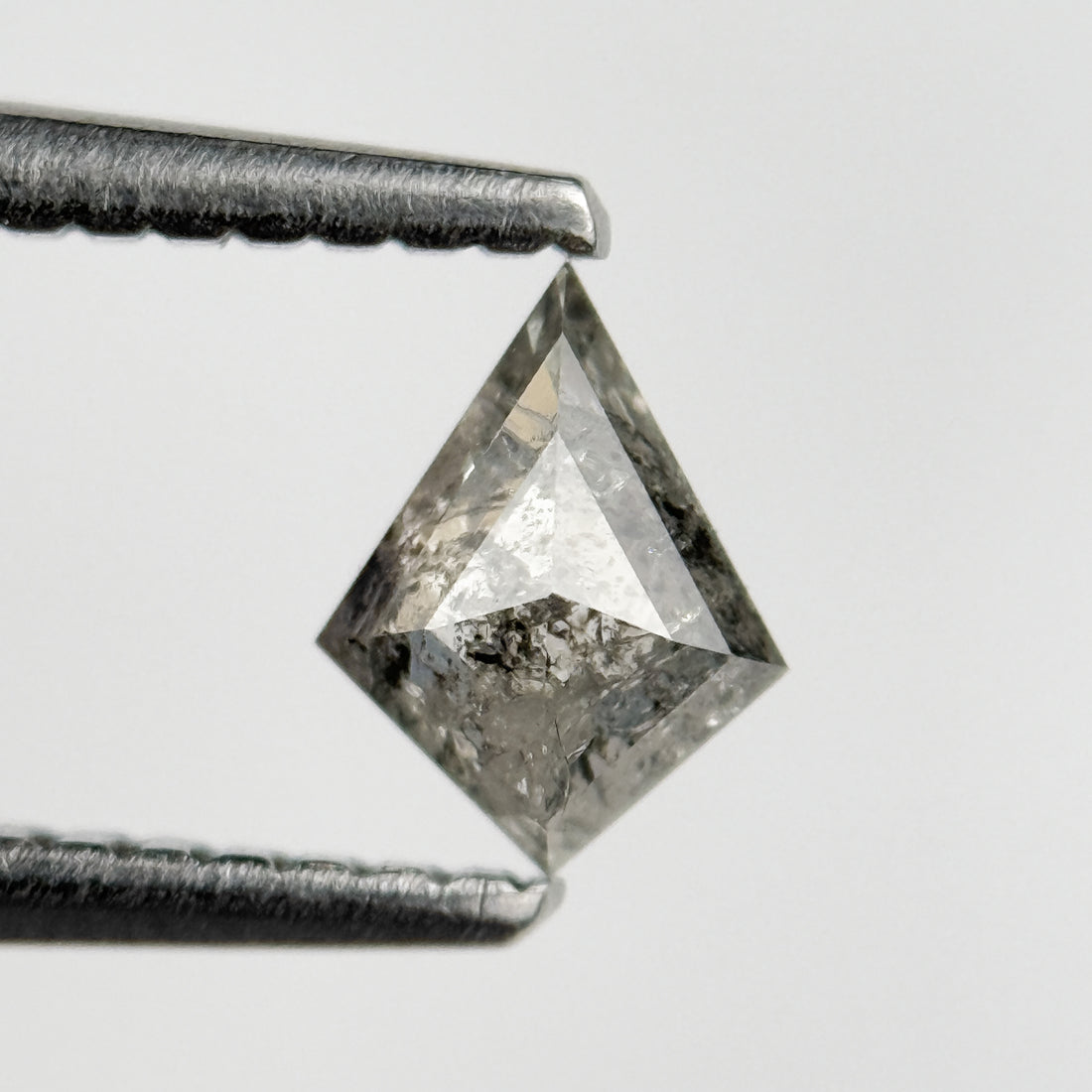 0.38 Ct Kite Rose Cut Grey Natural Salt and Pepper Diamond