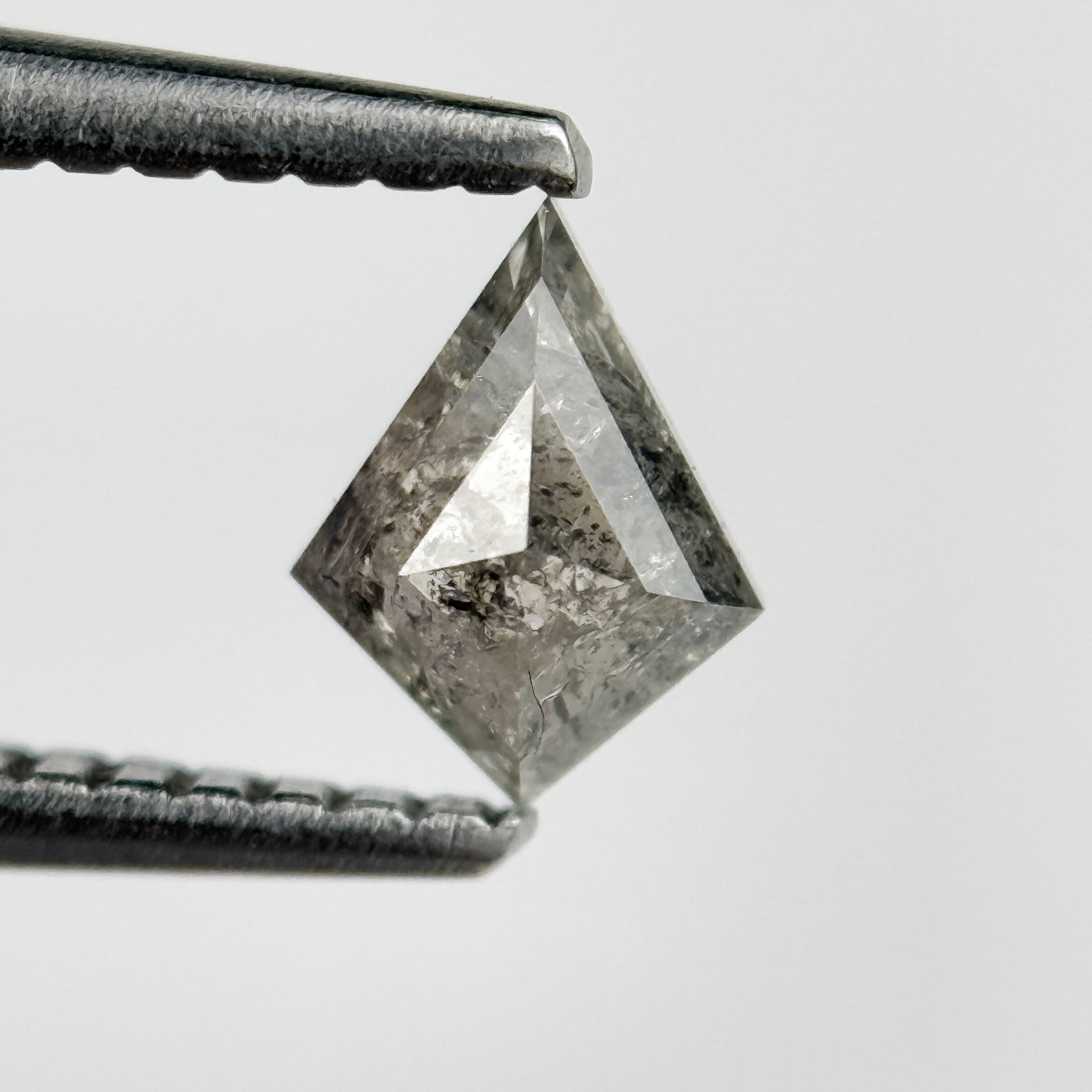 0.38 Ct Kite Rose Cut Grey Natural Salt and Pepper Diamond