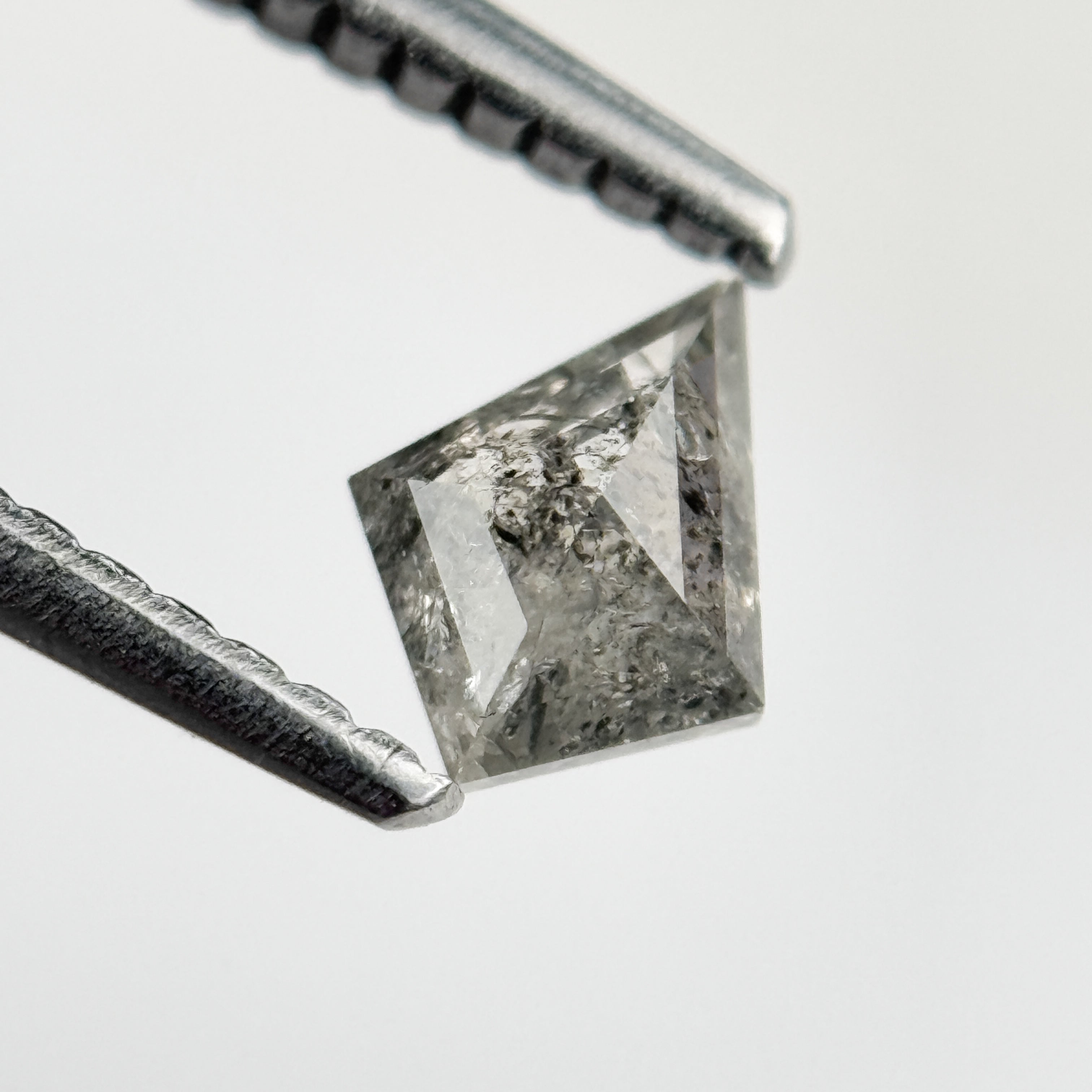 0.38 Ct Kite Rose Cut Grey Natural Salt and Pepper Diamond
