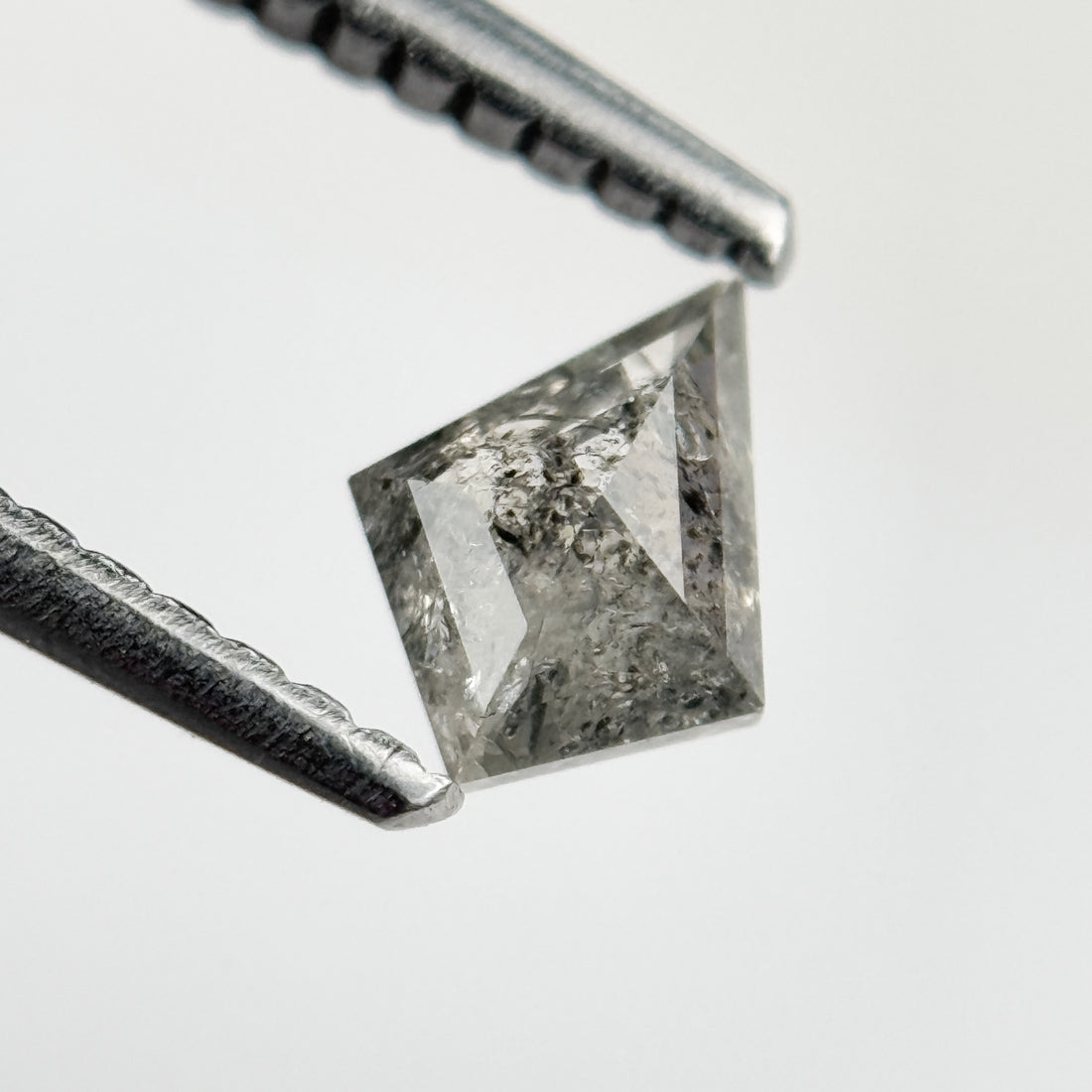 0.38 Ct Kite Rose Cut Grey Natural Salt and Pepper Diamond