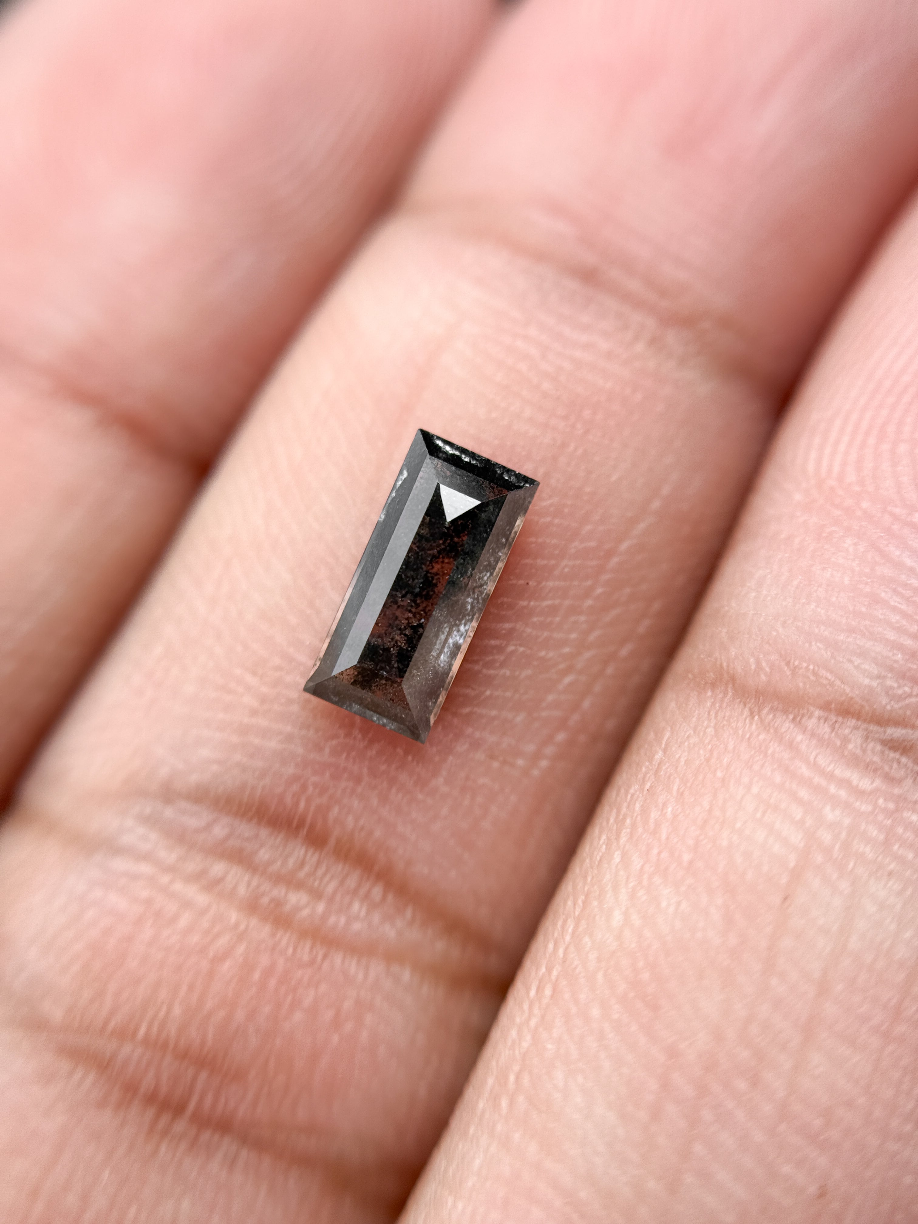 0.90 Ct Baguette Rose Cut Grey Natural Galaxy Diamond