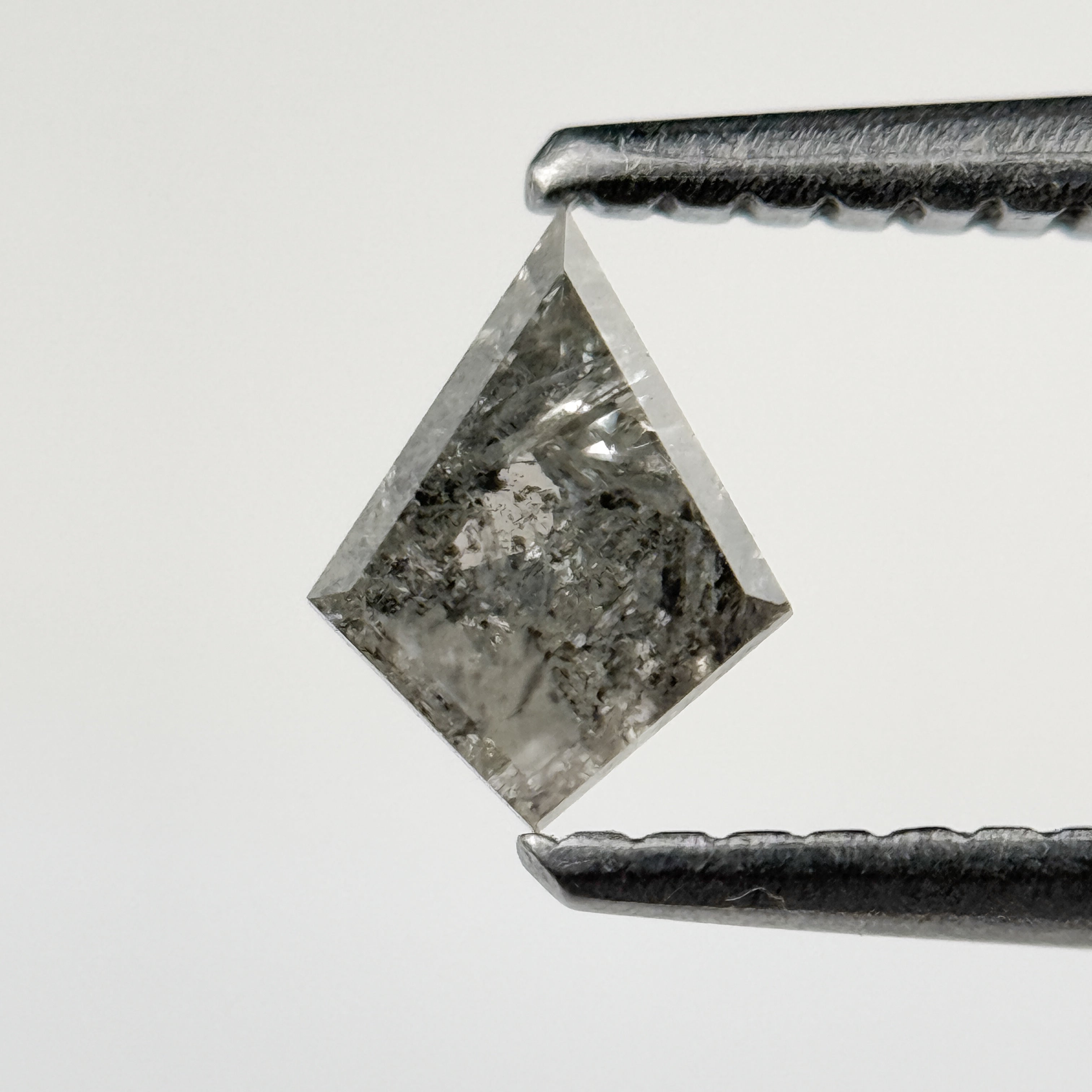 0.38 Ct Kite Rose Cut Grey Natural Salt and Pepper Diamond