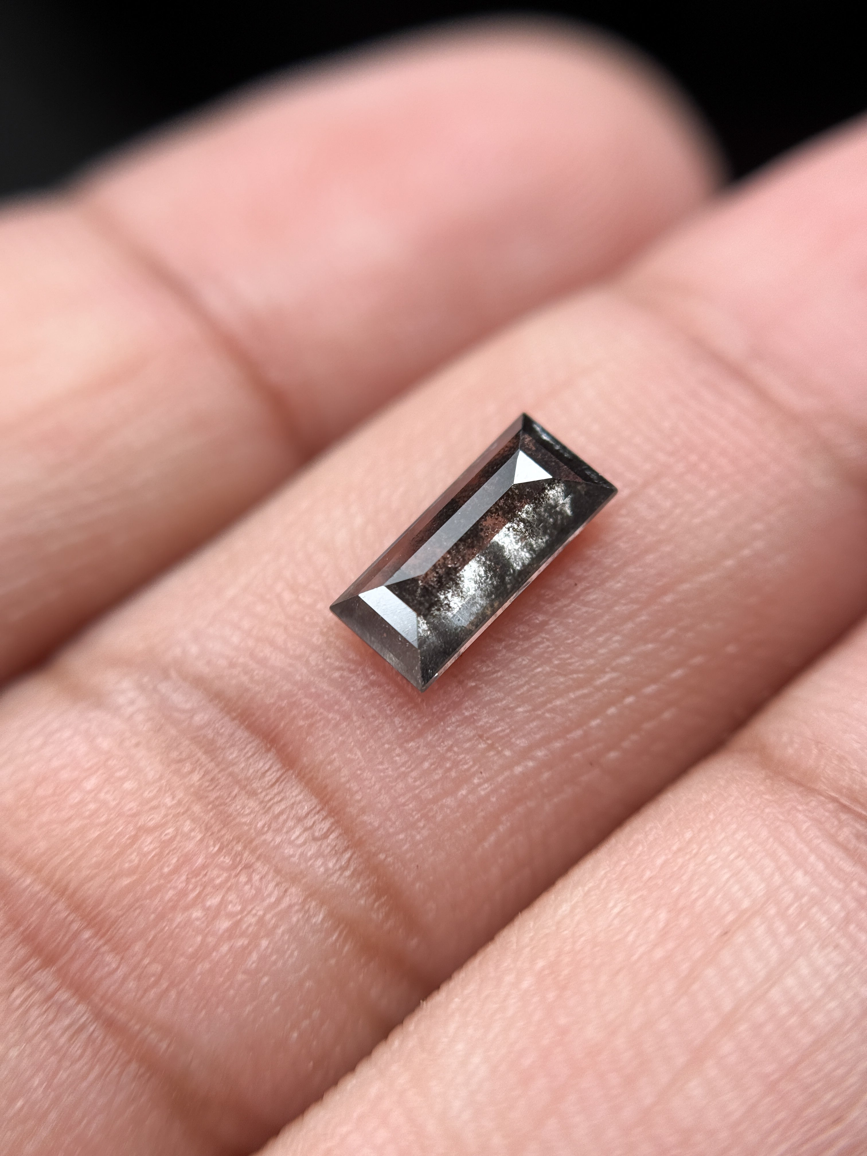 0.90 Ct Baguette Rose Cut Grey Natural Galaxy Diamond