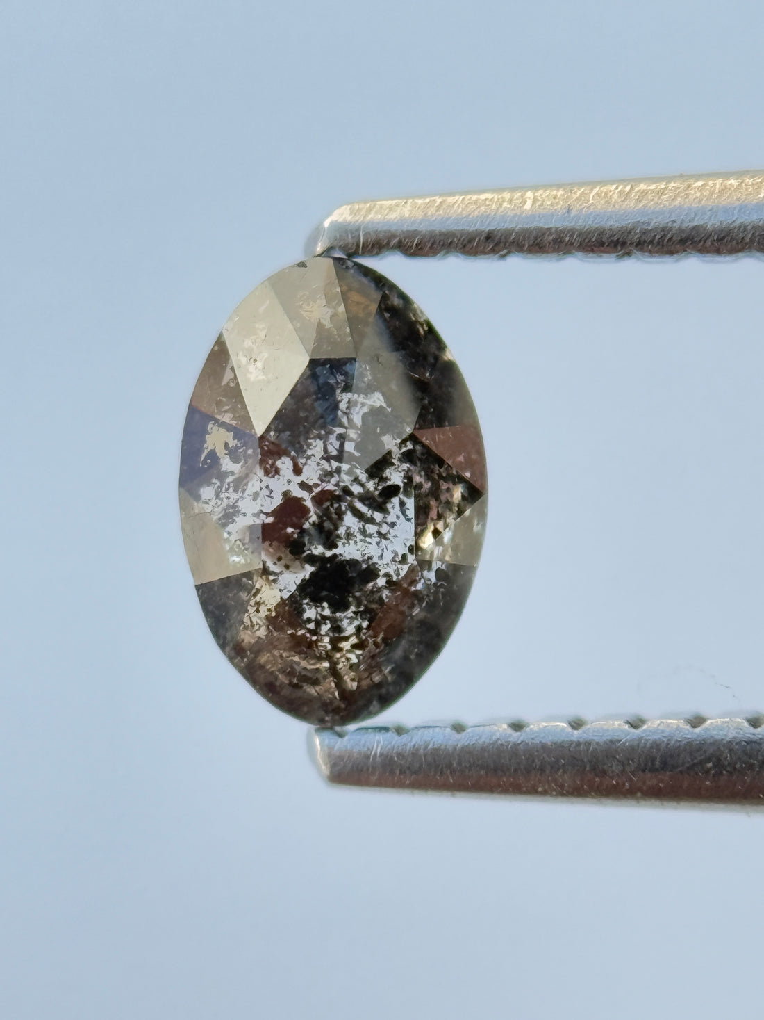 0.48 Ct Oval Rose Cut Grey Natural Salt and Pepper Diamond