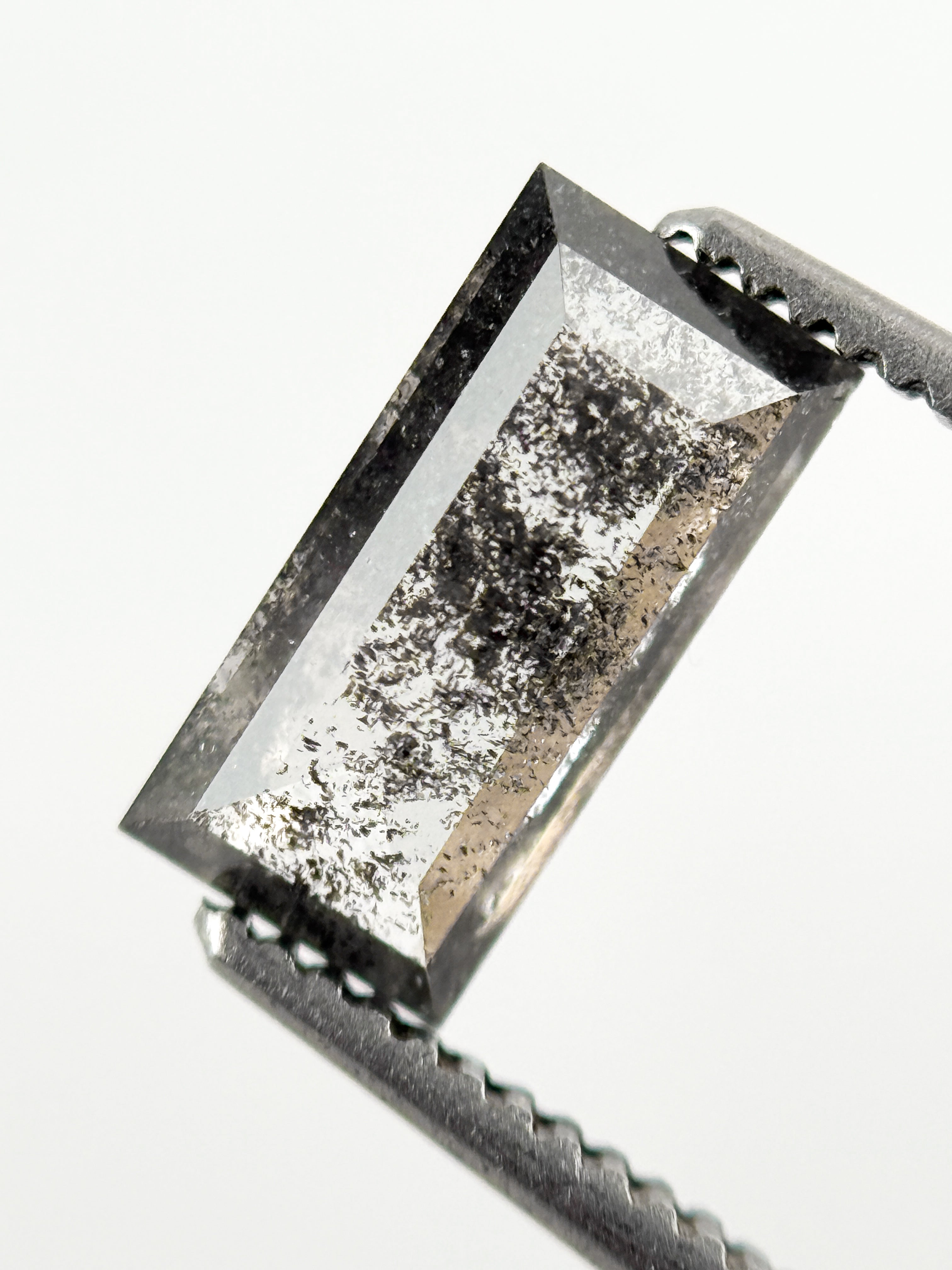0.98 Ct Baguette Rose Cut Grey Natural Galaxy Diamond