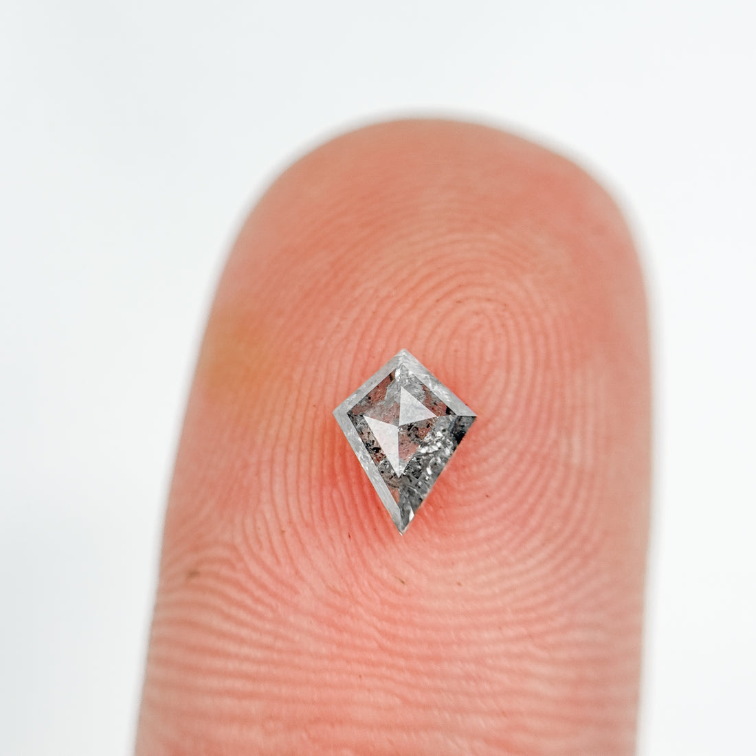 0.38 Ct Kite Rose Cut Grey Natural Salt and Pepper Diamond