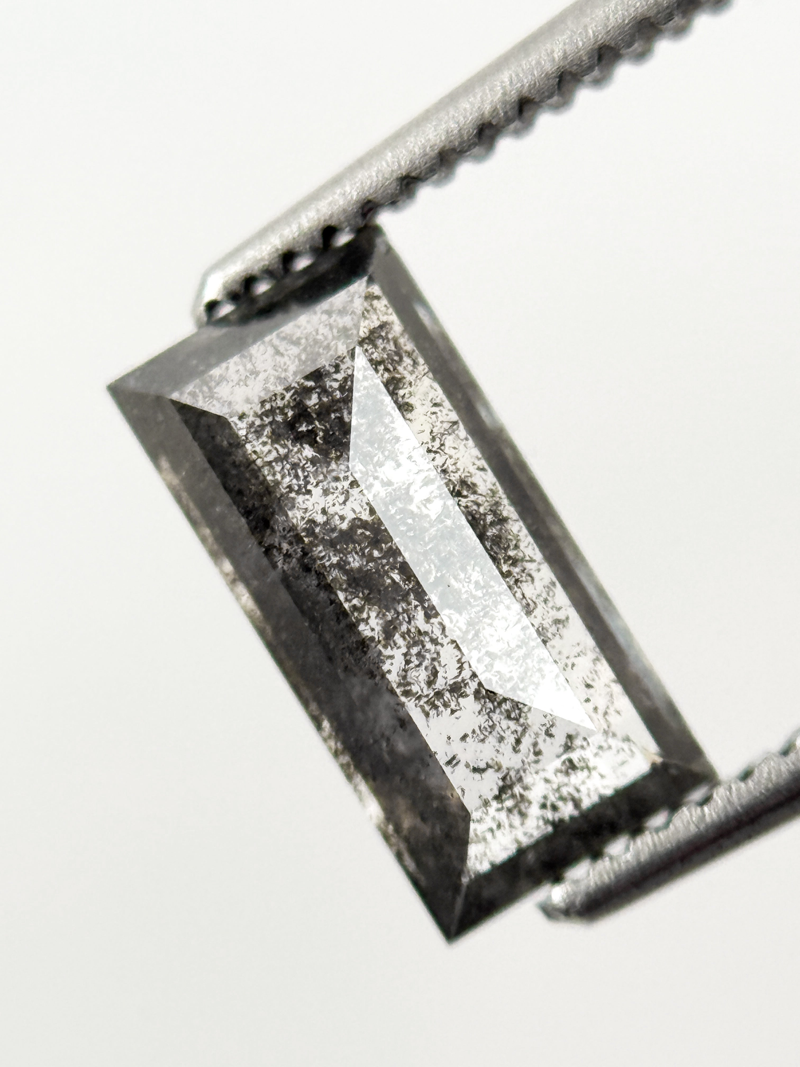 0.98 Ct Baguette Rose Cut Grey Natural Galaxy Diamond