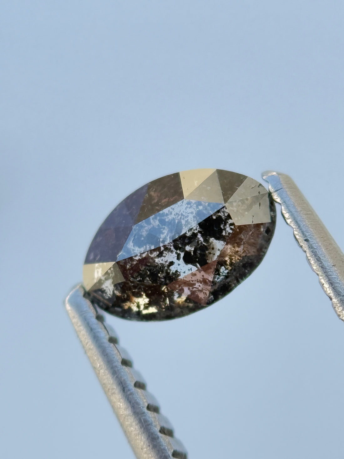 0.48 Ct Oval Rose Cut Grey Natural Salt and Pepper Diamond