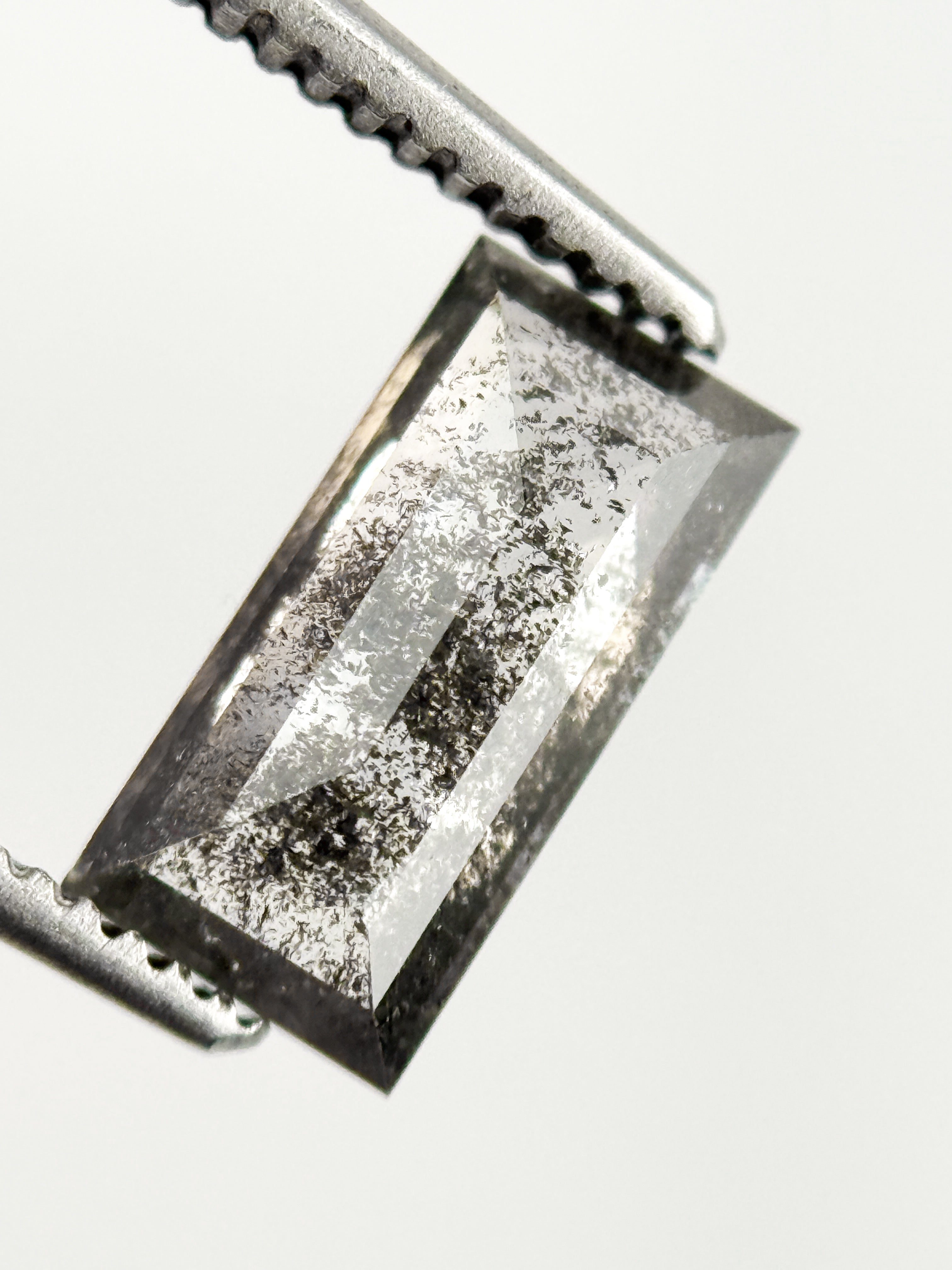 0.98 Ct Baguette Rose Cut Grey Natural Galaxy Diamond