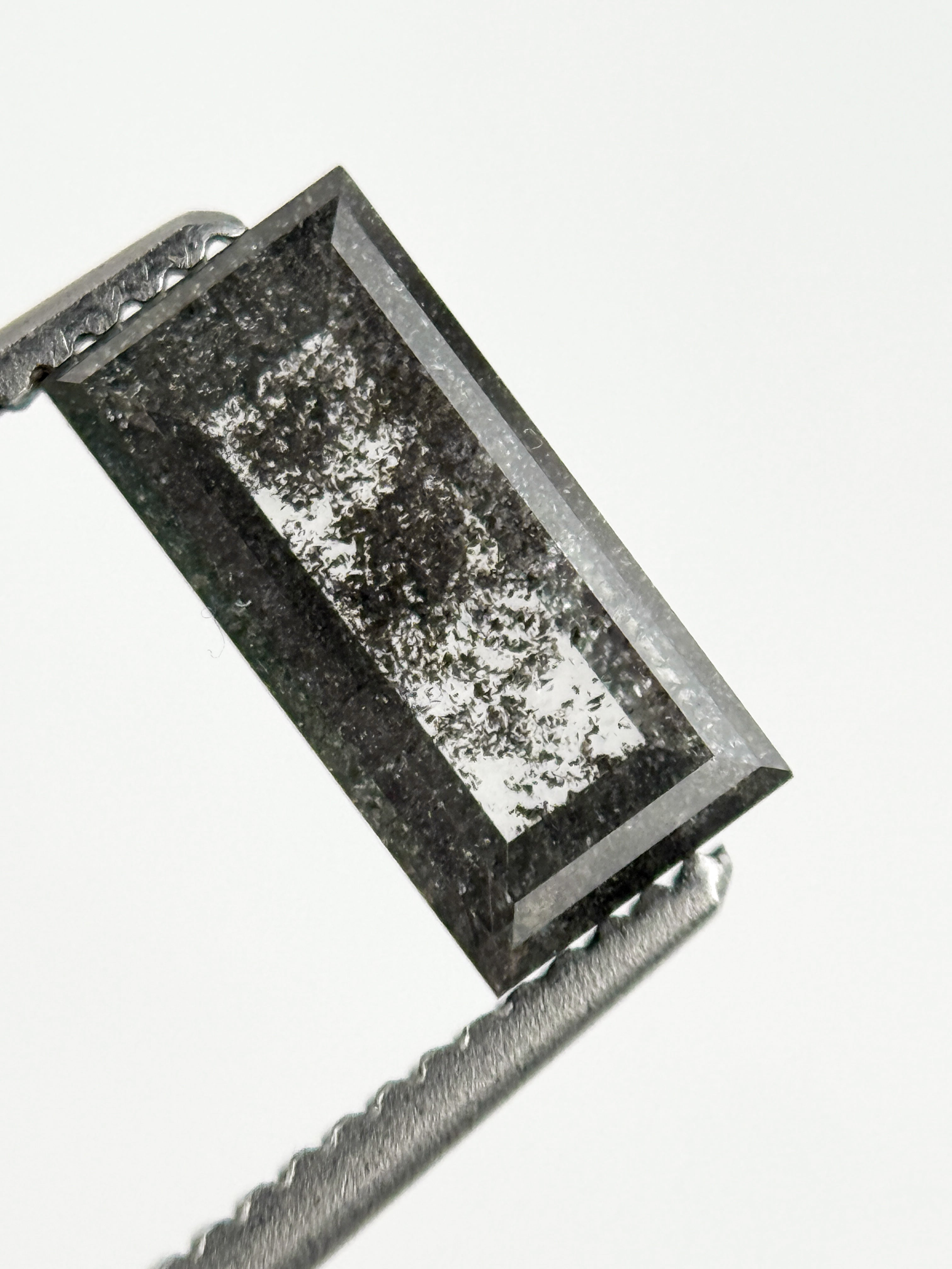 0.98 Ct Baguette Rose Cut Grey Natural Galaxy Diamond