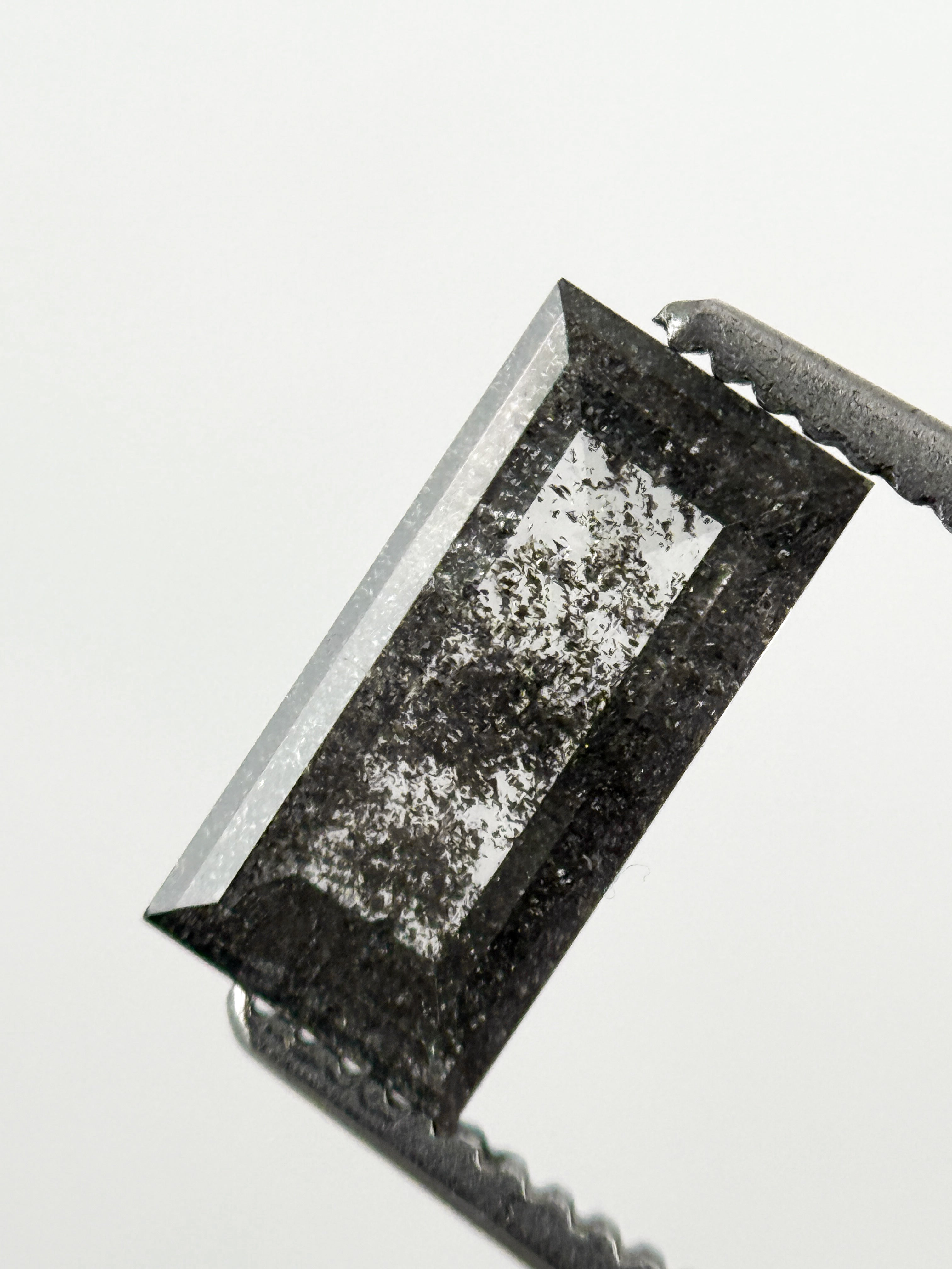 0.98 Ct Baguette Rose Cut Grey Natural Galaxy Diamond