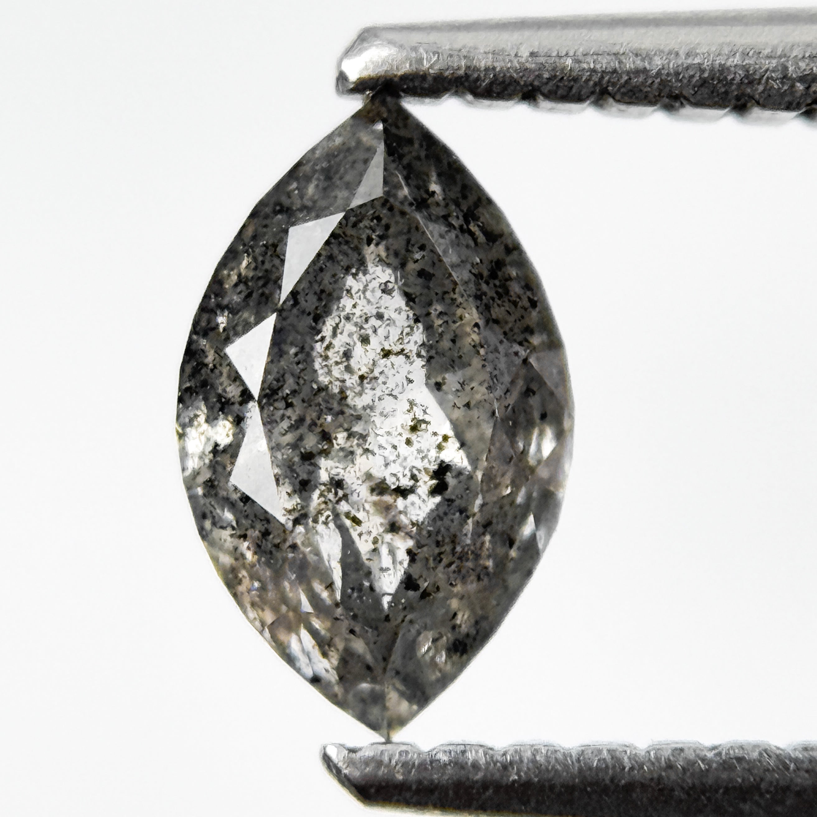0.73 Ct Marquise Rose Cut Grey Natural Galaxy Diamond