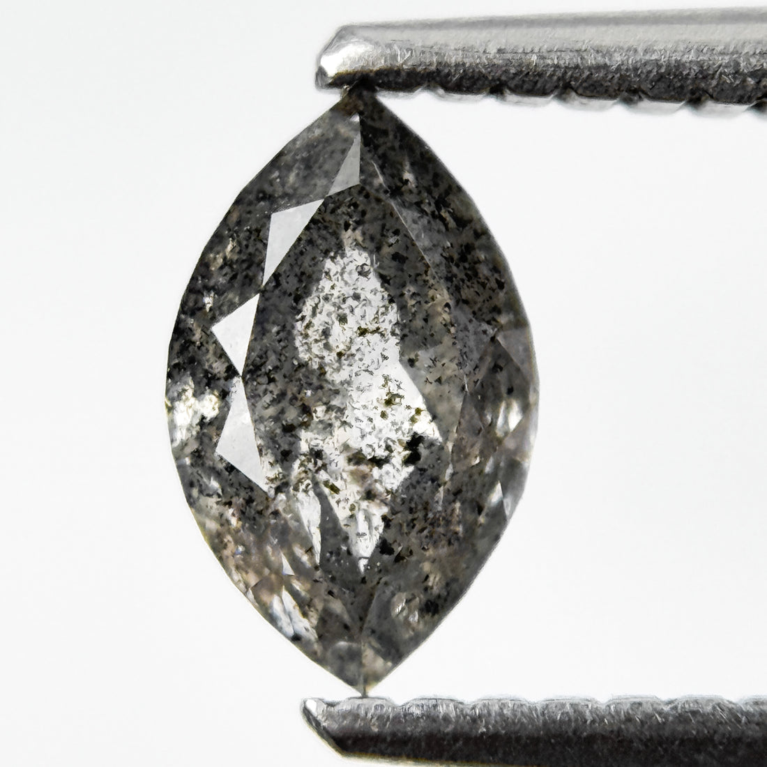 0.73 Ct Marquise Rose Cut Grey Natural Galaxy Diamond
