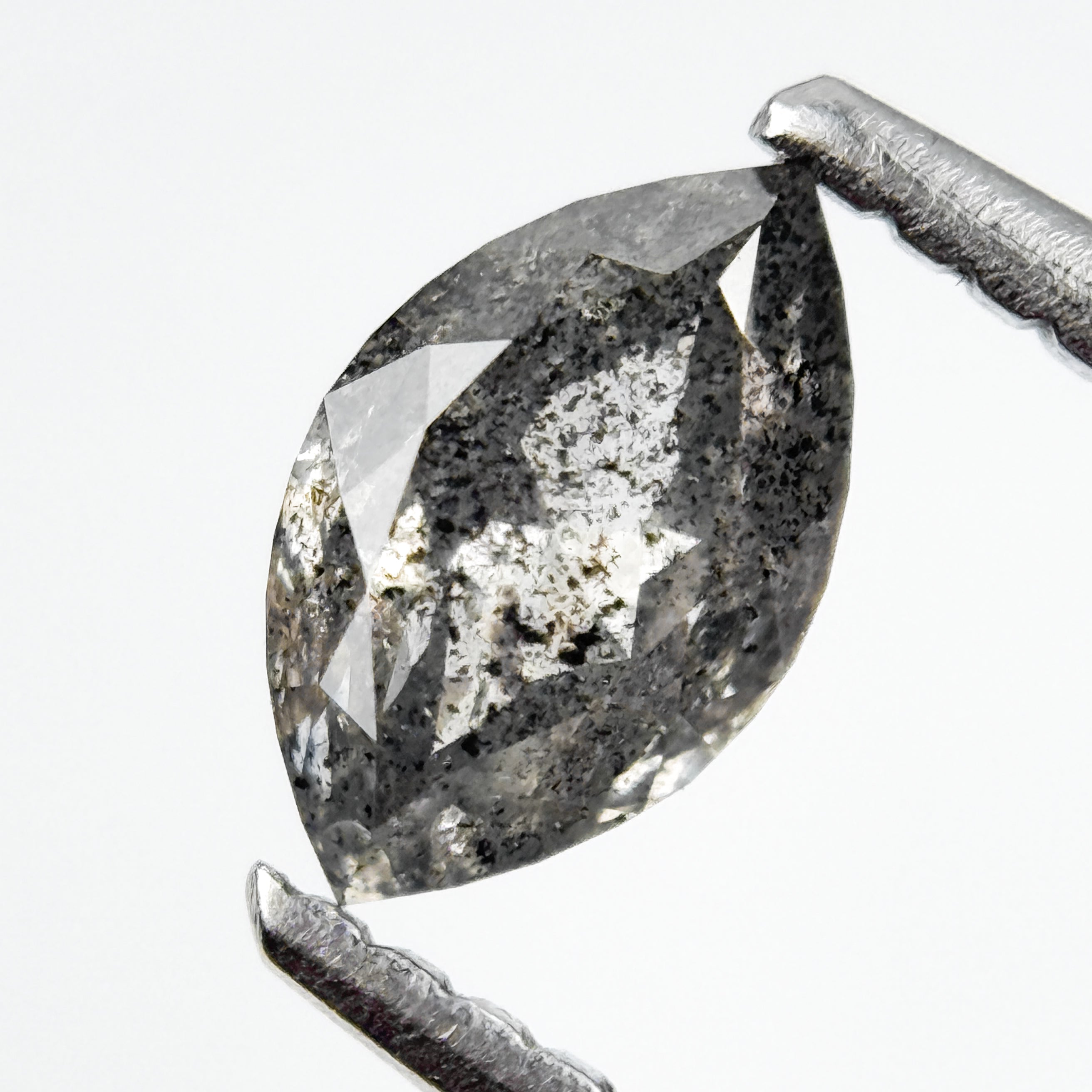 0.73 Ct Marquise Rose Cut Grey Natural Galaxy Diamond