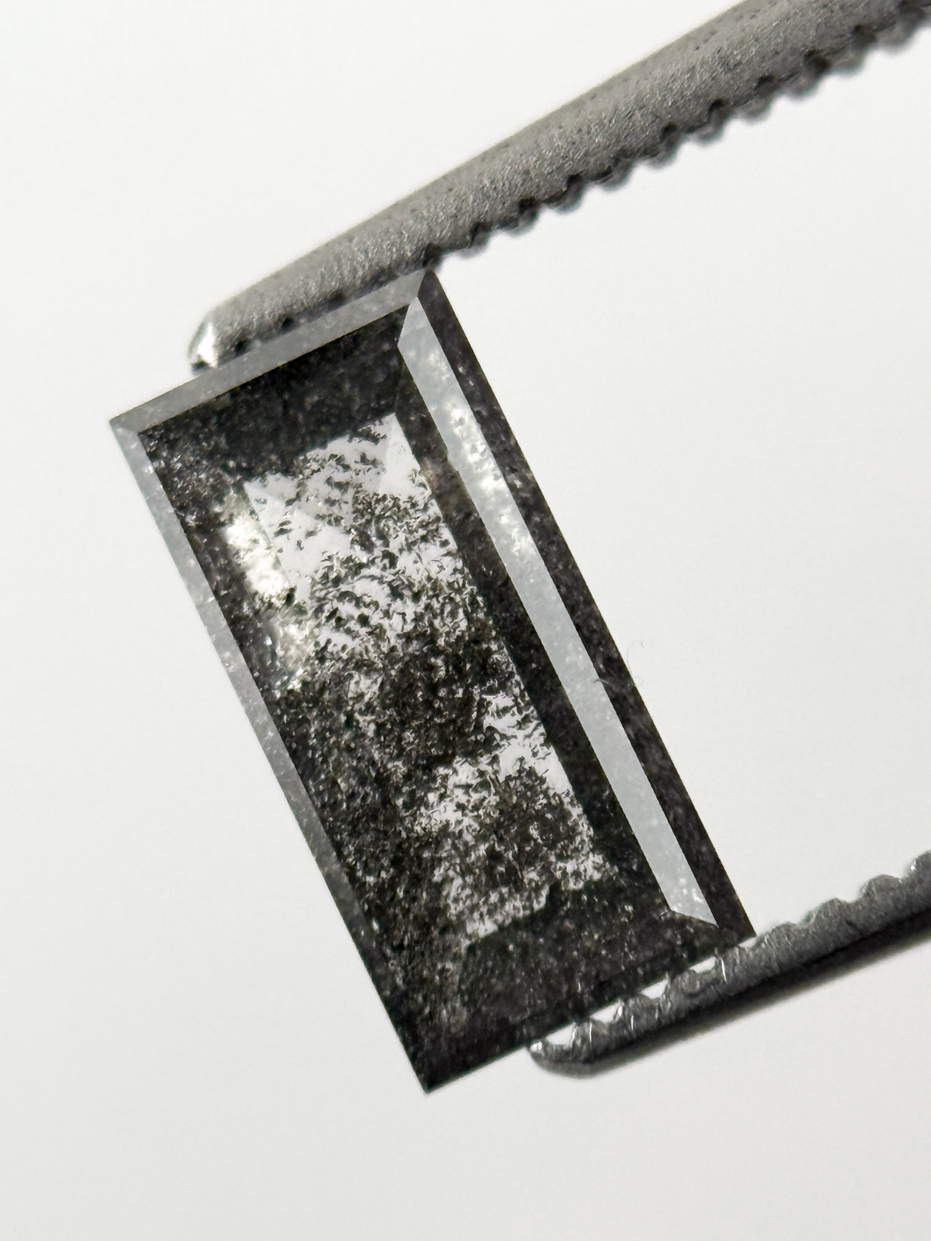 0.98 Ct Baguette Rose Cut Grey Natural Galaxy Diamond