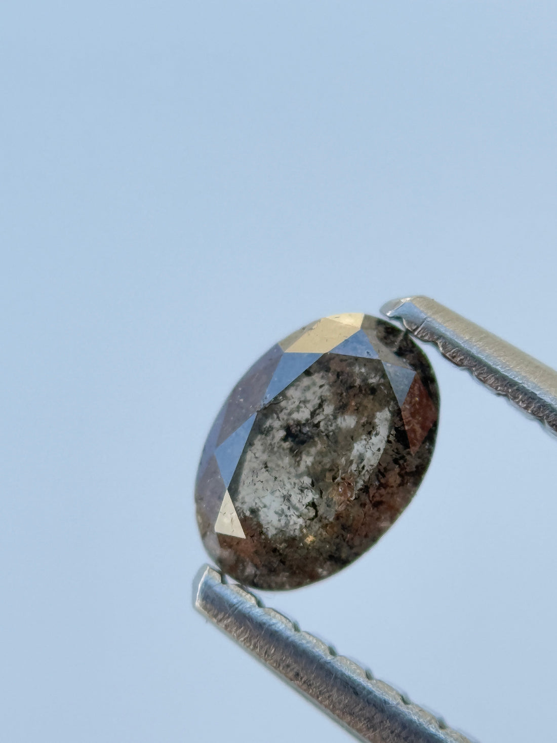 0.42 Ct Oval Rose Cut Grey Natural Salt and Pepper Diamond
