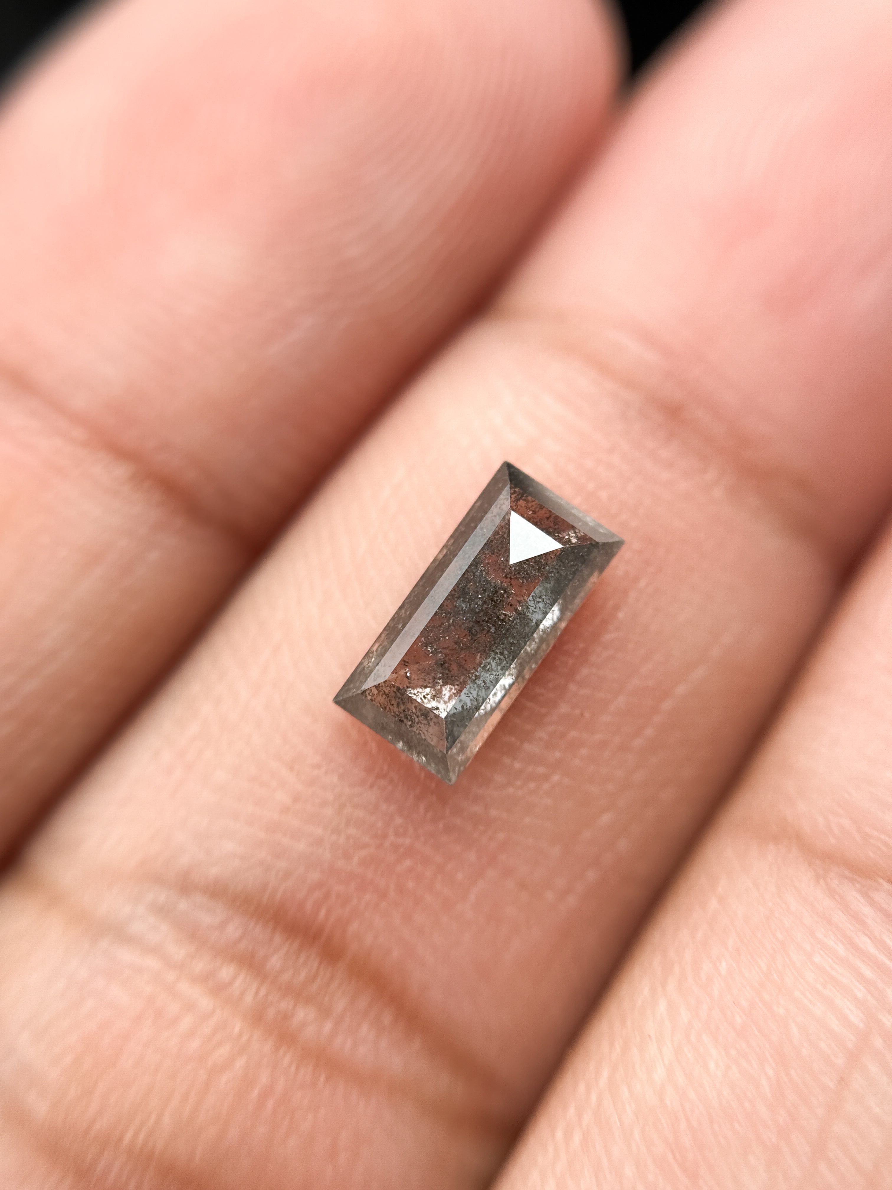 0.98 Ct Baguette Rose Cut Grey Natural Galaxy Diamond