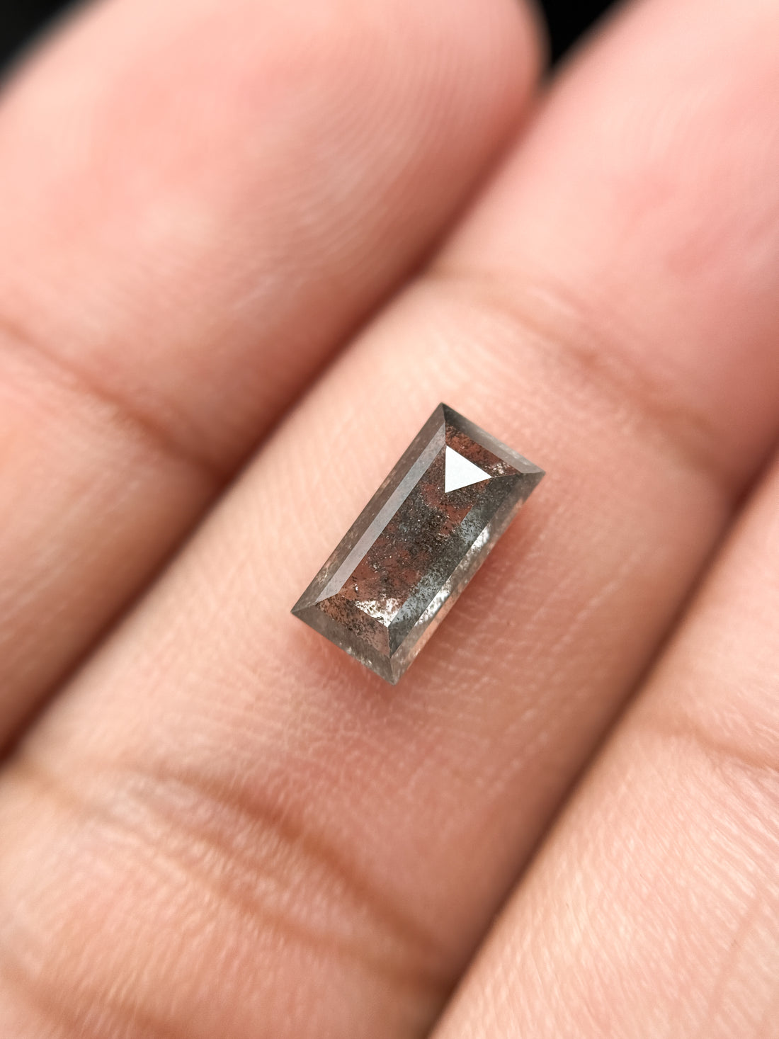 0.98 Ct Baguette Rose Cut Grey Natural Galaxy Diamond