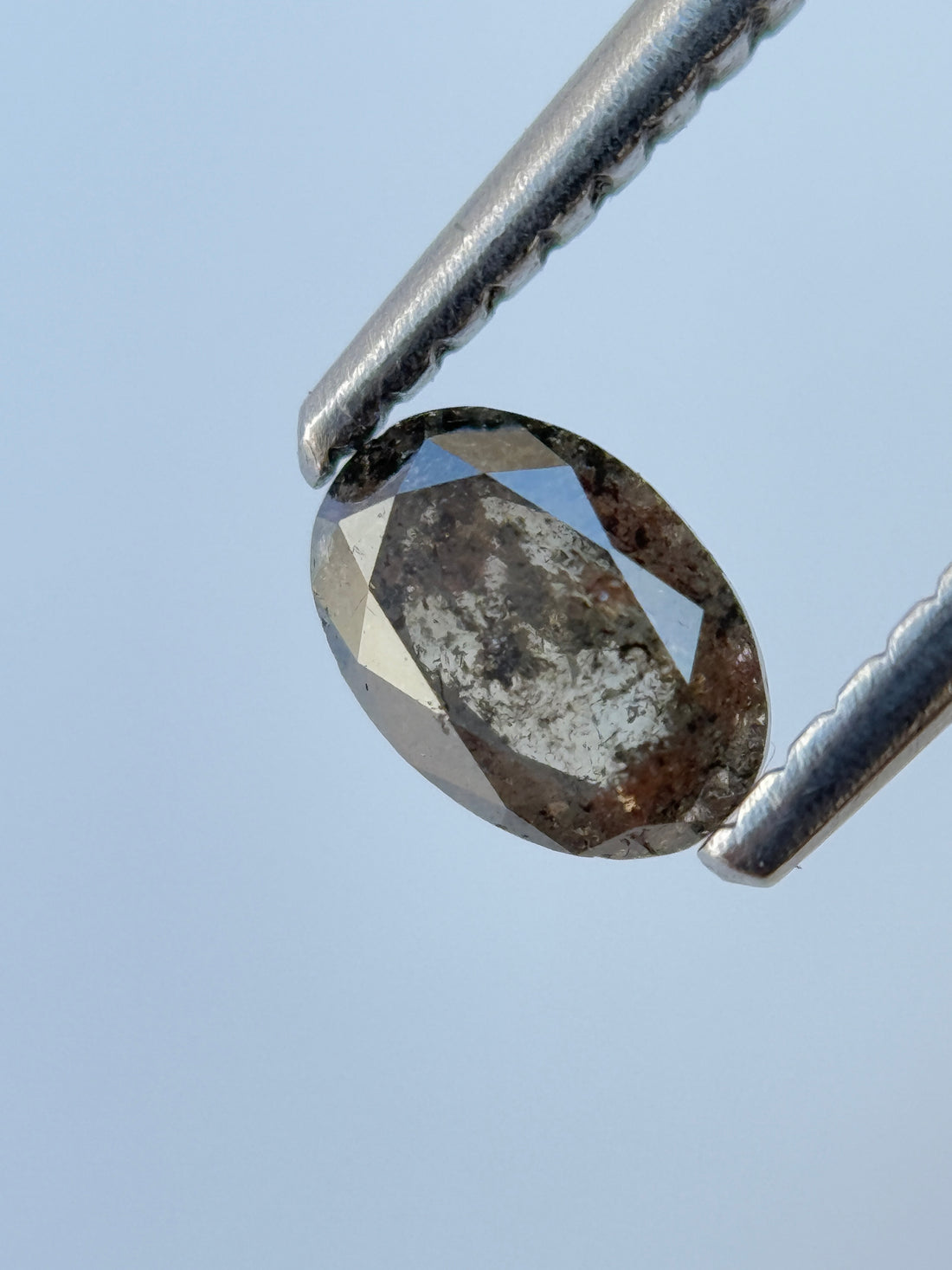 0.42 Ct Oval Rose Cut Grey Natural Salt and Pepper Diamond