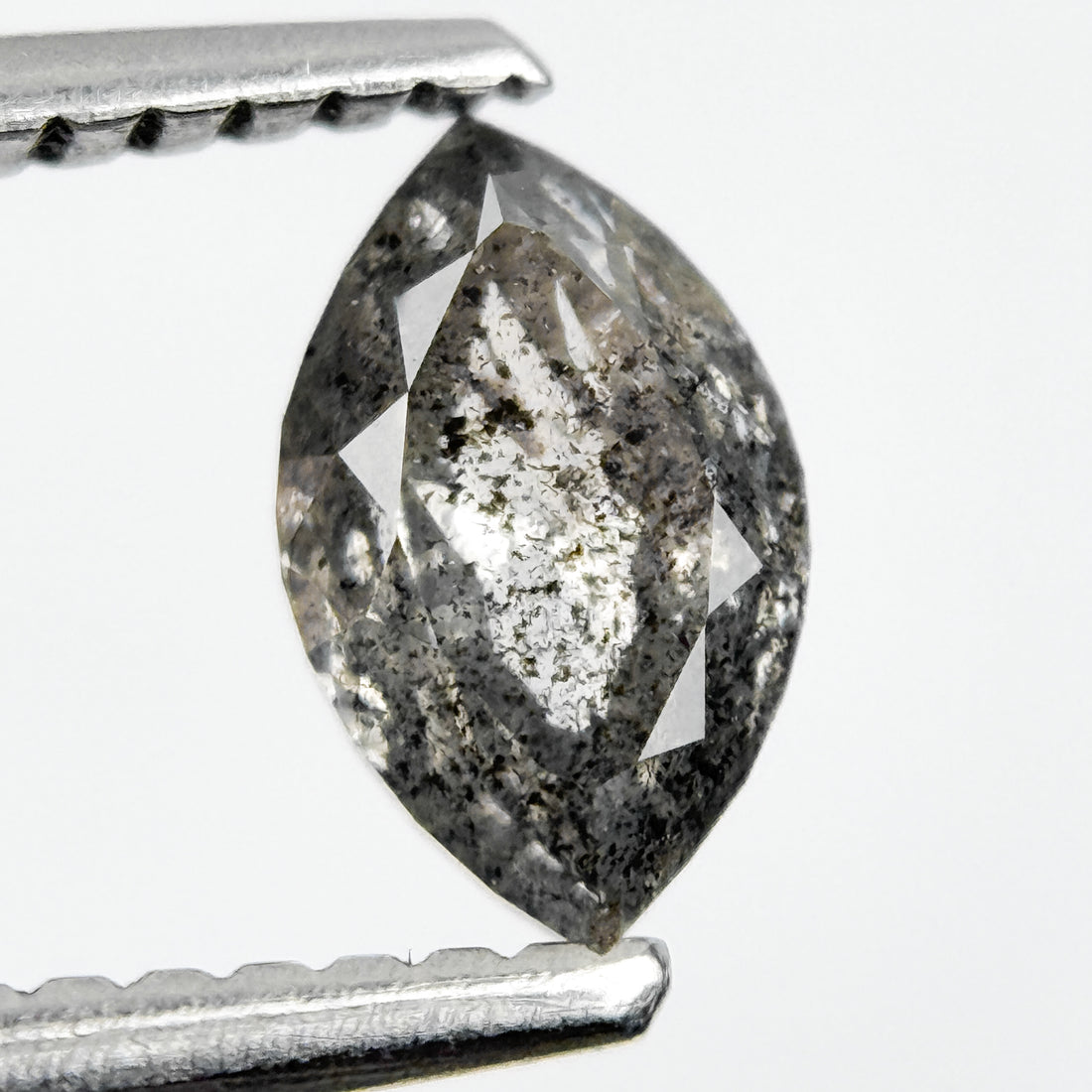 0.73 Ct Marquise Rose Cut Grey Natural Galaxy Diamond