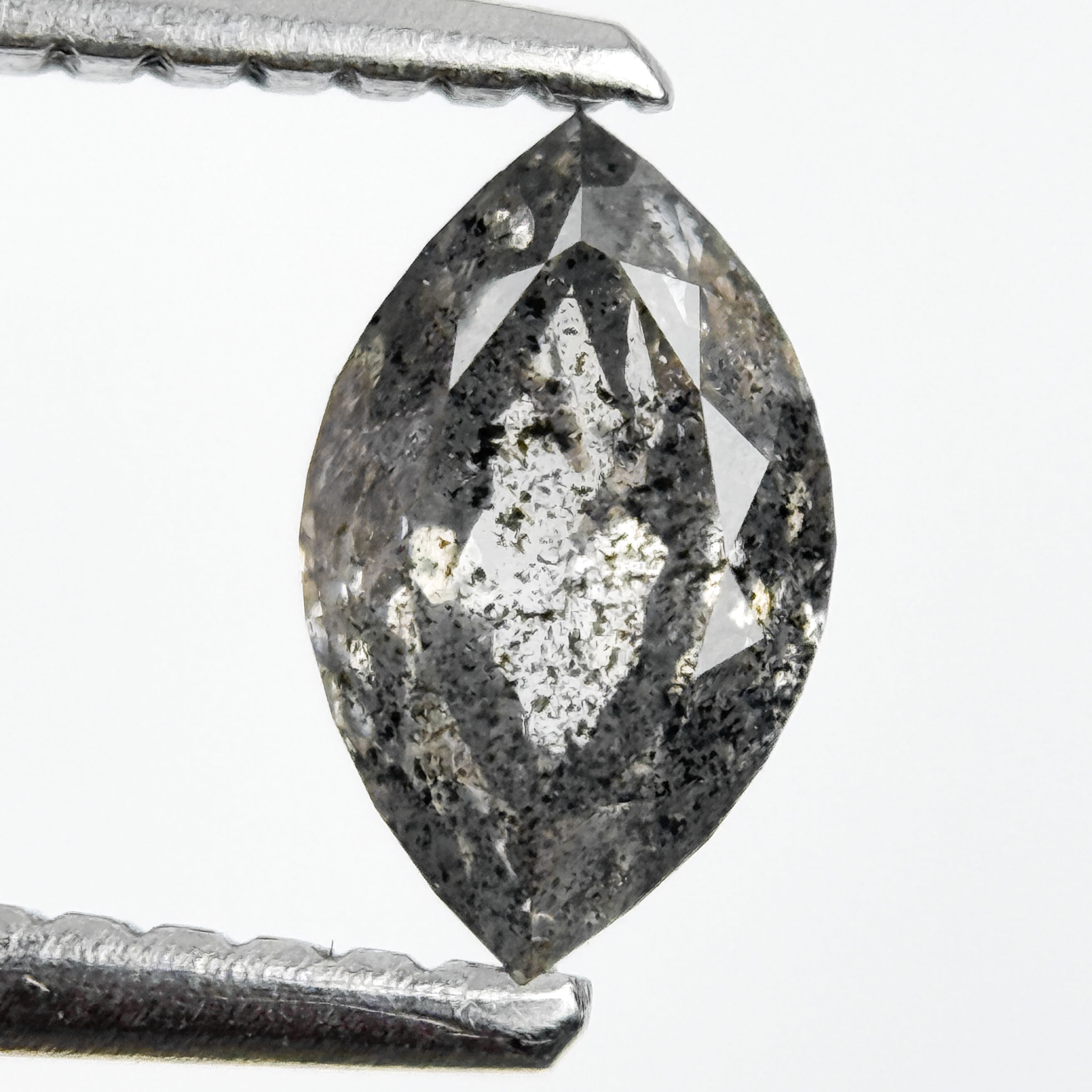 0.73 Ct Marquise Rose Cut Grey Natural Galaxy Diamond