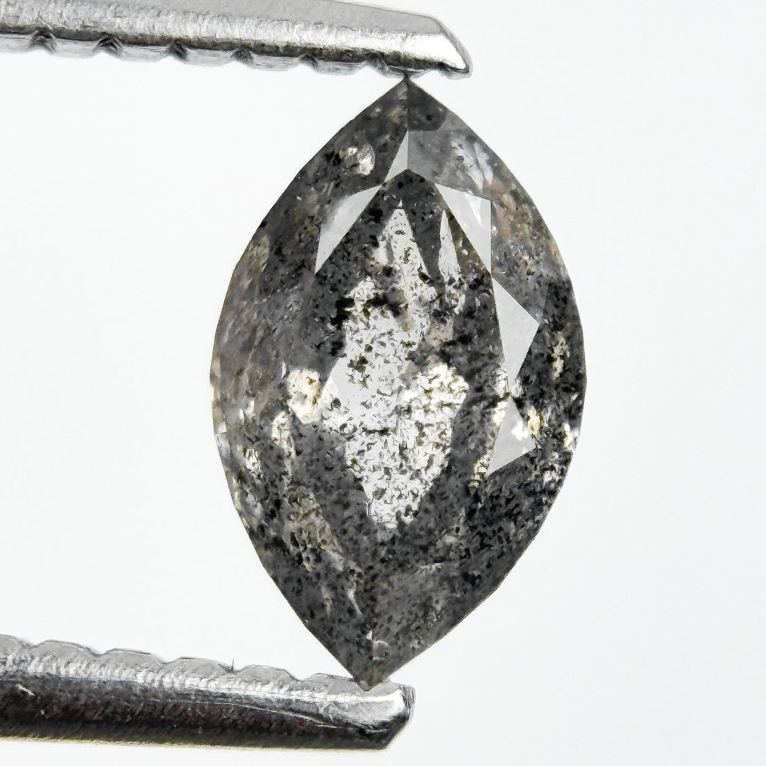 0.73 Ct Marquise Rose Cut Grey Natural Galaxy Diamond