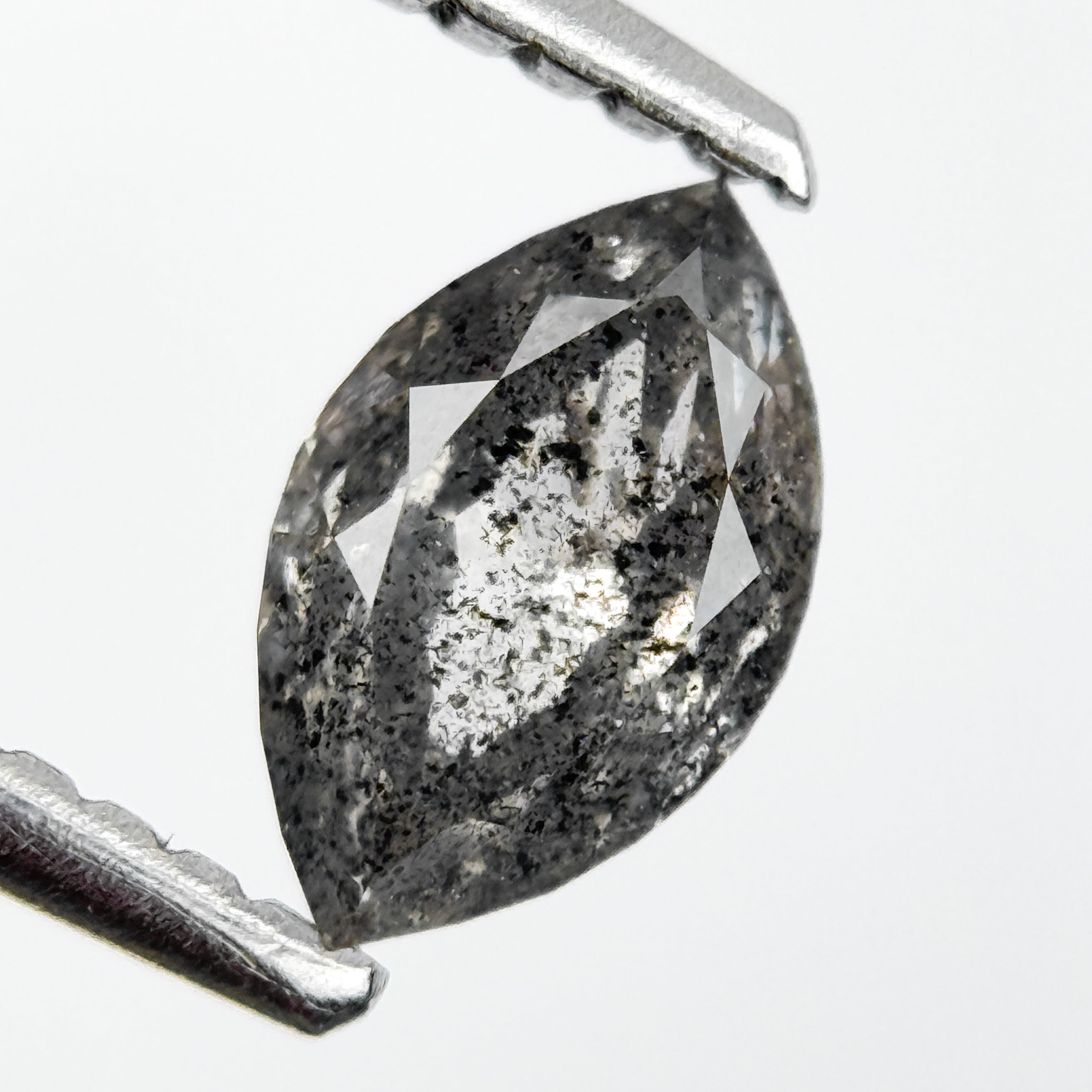 0.73 Ct Marquise Rose Cut Grey Natural Galaxy Diamond