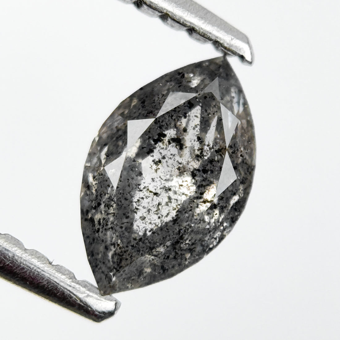 0.73 Ct Marquise Rose Cut Grey Natural Galaxy Diamond